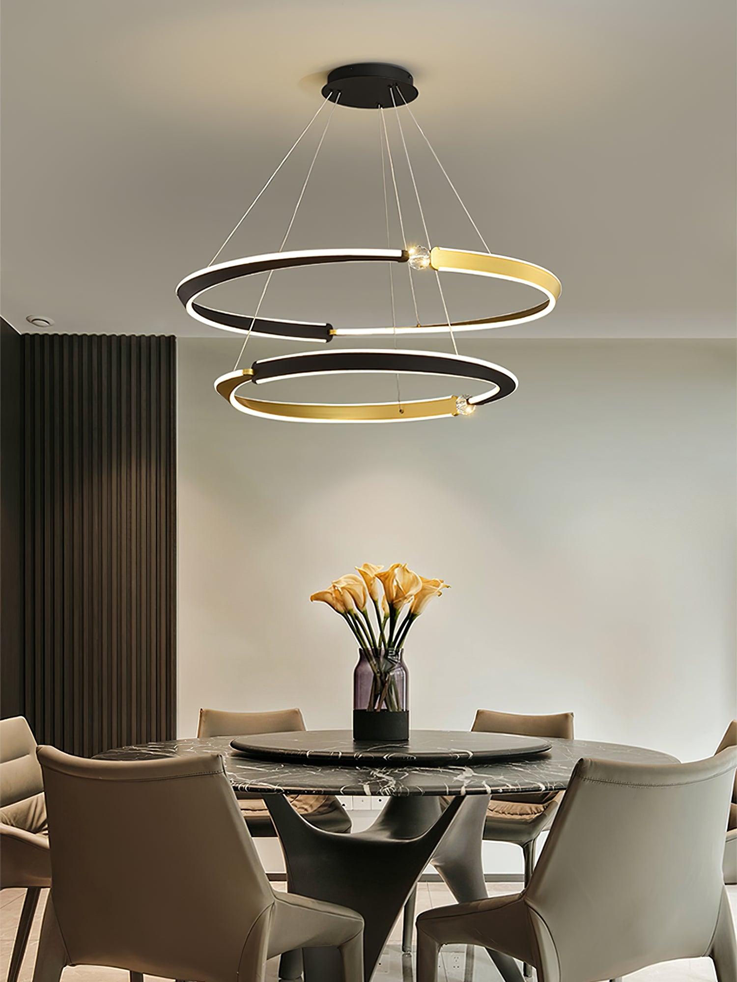 Lustra Chandelier Crystal Black Gold Dining LED - Letslighting
