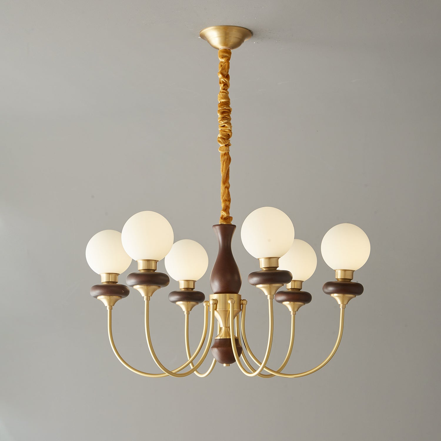 Cotheor Vintage Traditional Arc Wood Glass Chandelier - Letslighting