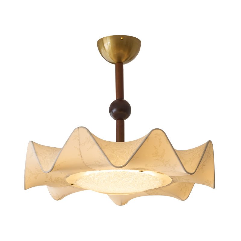Ritta Ceiling Light Floral-patterned etched fabric Wood