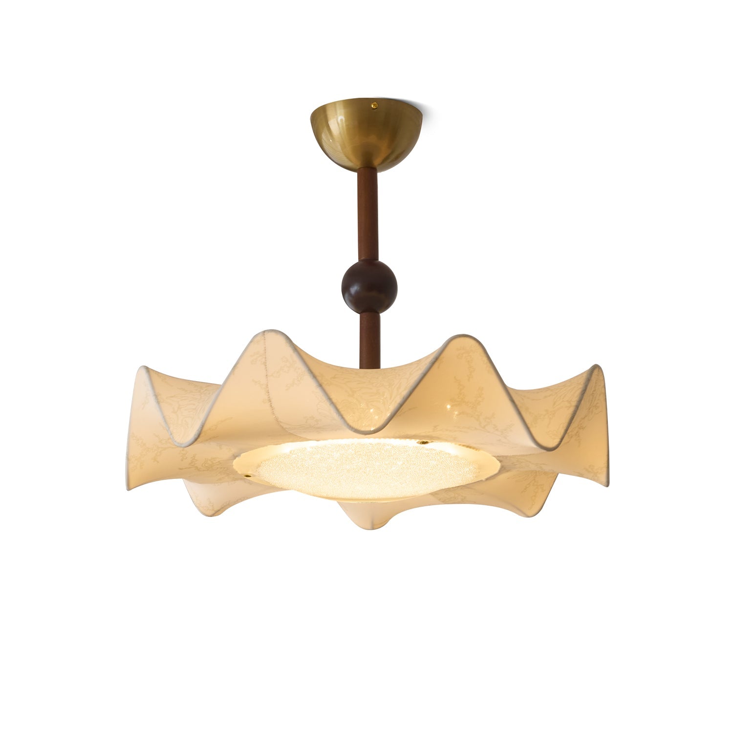 Ritta Ceiling Light Floral-patterned etched fabric Wood