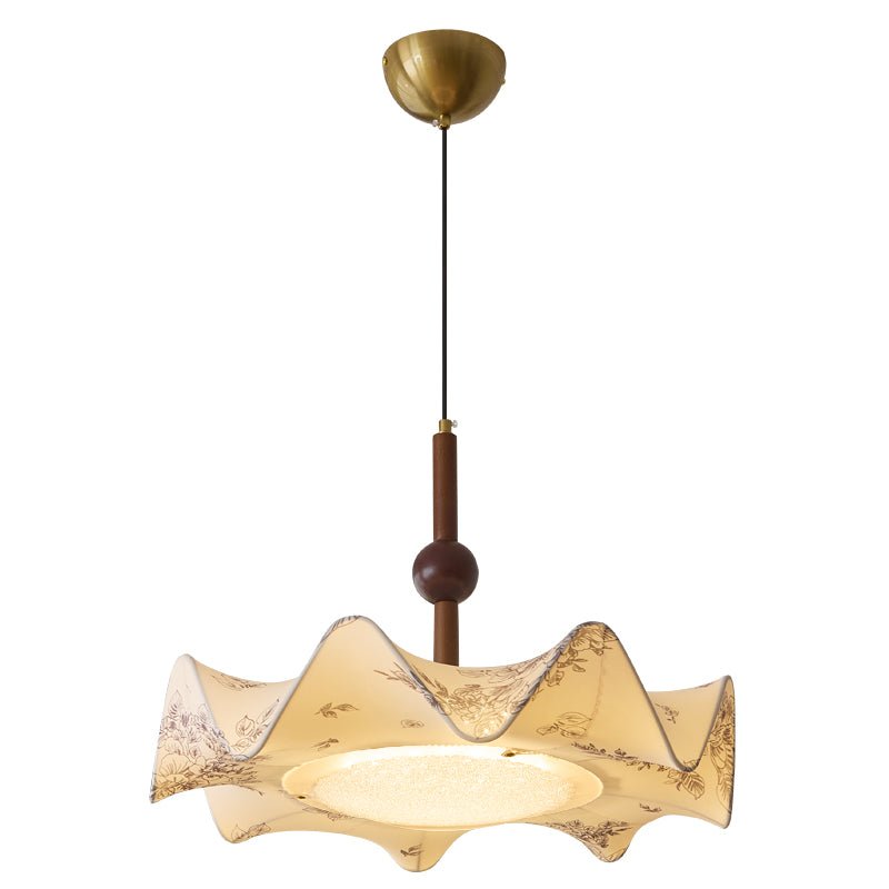 Zoshaos Traditional Elegance Vintage Fabric Wood Pendant Light - Letslighting