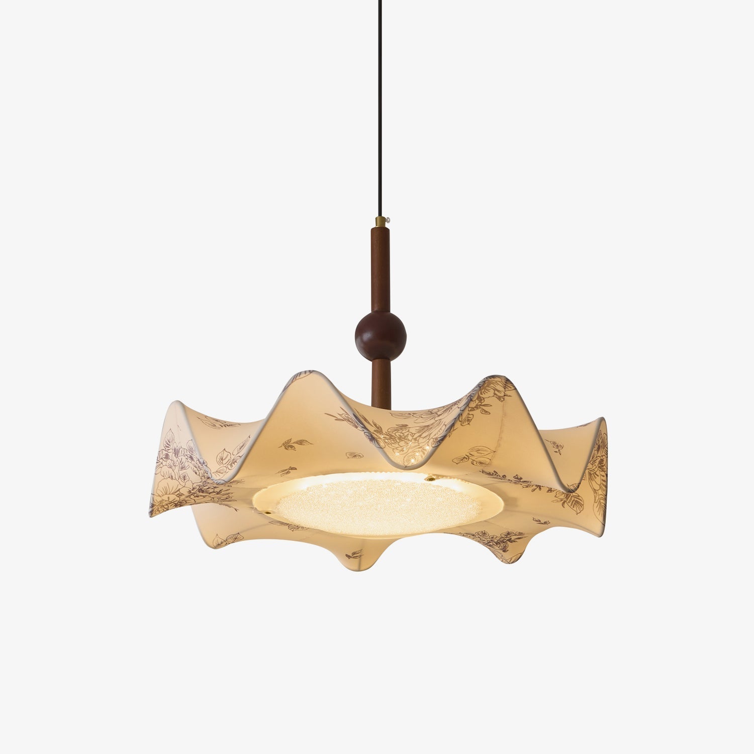 Zoshaos Traditional Elegance Vintage Fabric Wood Pendant Light - Letslighting