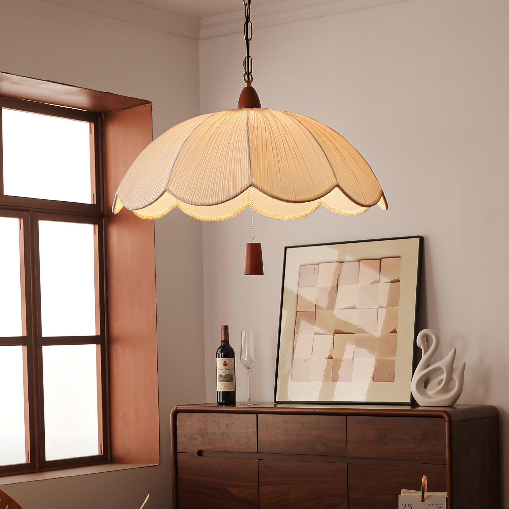 Vephael Art Nouveau Fabric Pendant Light - Letslighting