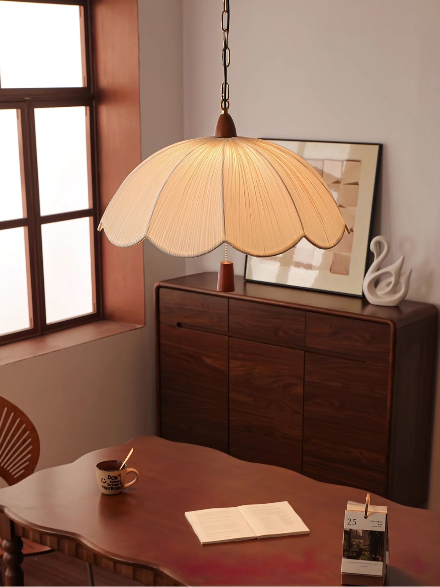 Vephael Art Nouveau Fabric Pendant Light - Letslighting