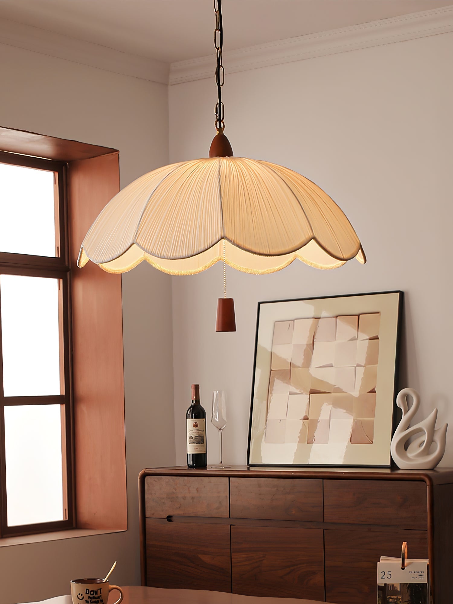 Vephael Art Nouveau Fabric Pendant Light - Letslighting