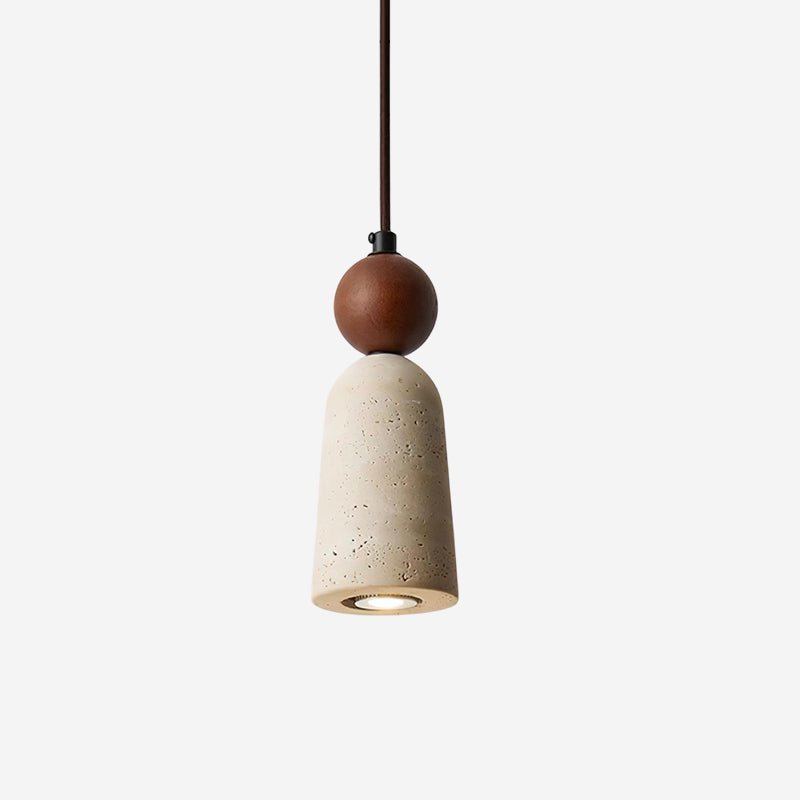 Bellaro Travertine & Wood Pendant Light