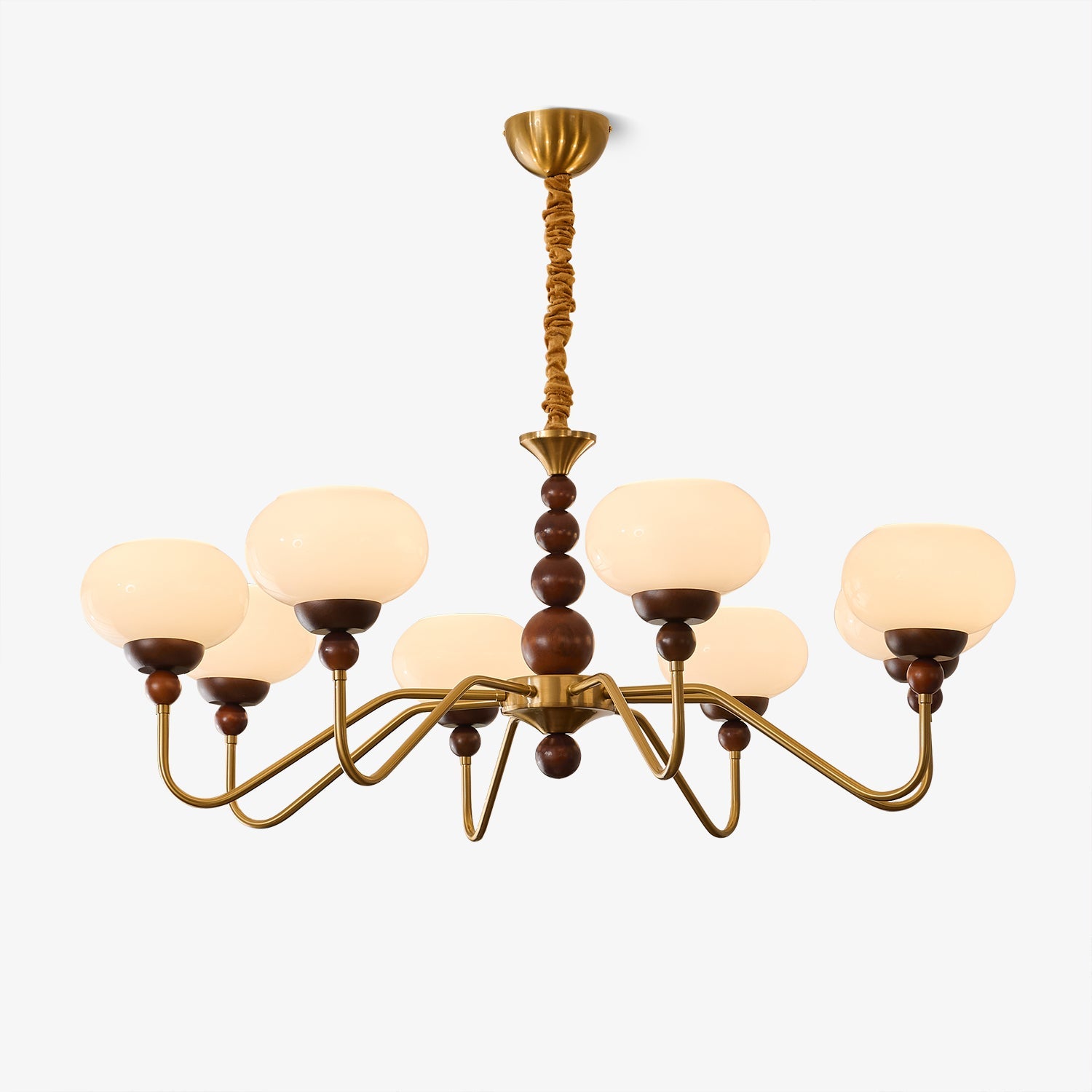 Lustra Chandelier Glass Wood Brass Modern 6-Light - Letslighting