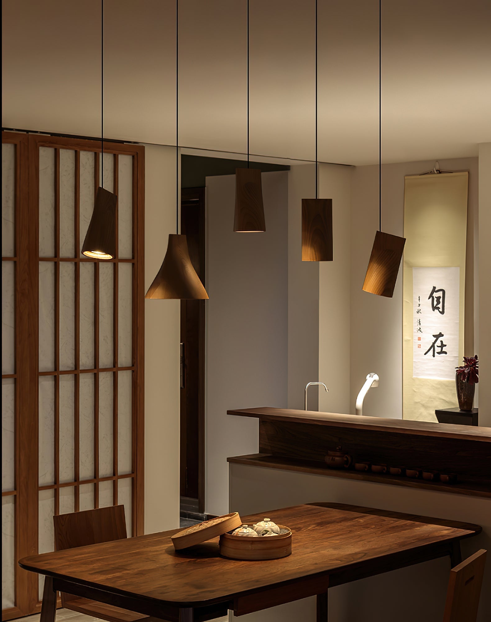 Ivarara Asymmetrical Wood Pendant Light - Letslighting