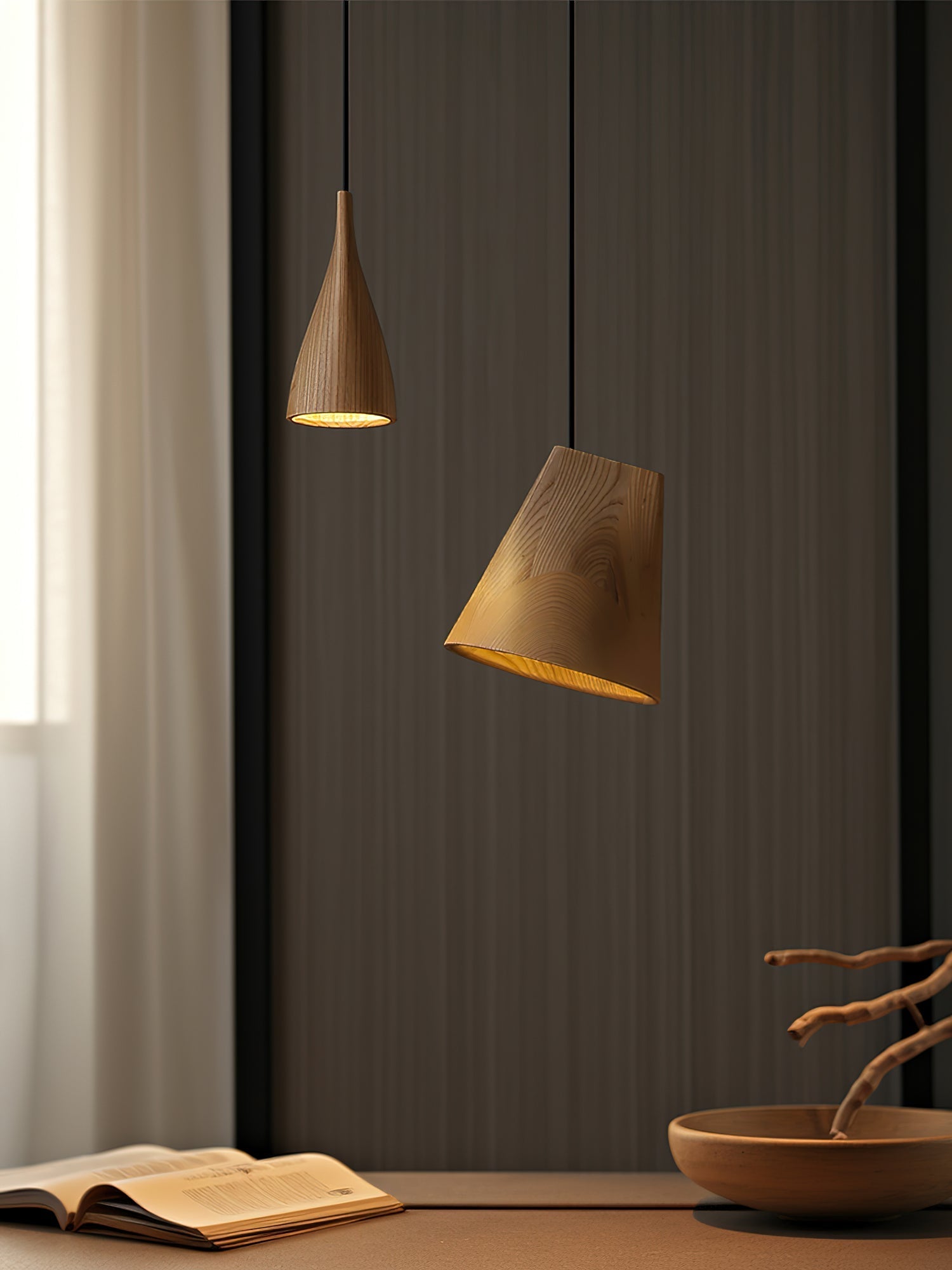 Ivarara Asymmetrical Wood Pendant Light - Letslighting
