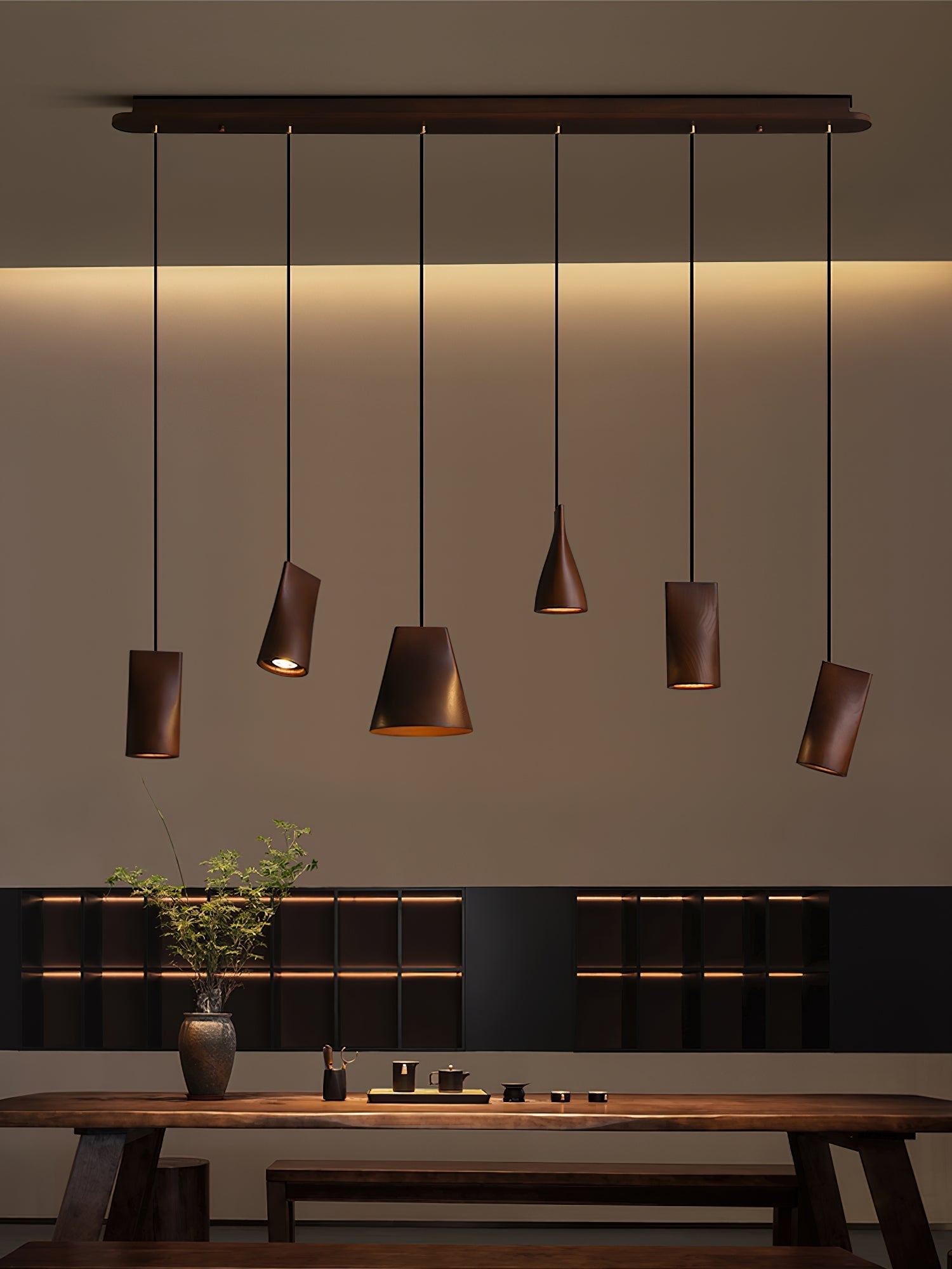 Ivarara Asymmetrical Wood Pendant Light - Letslighting