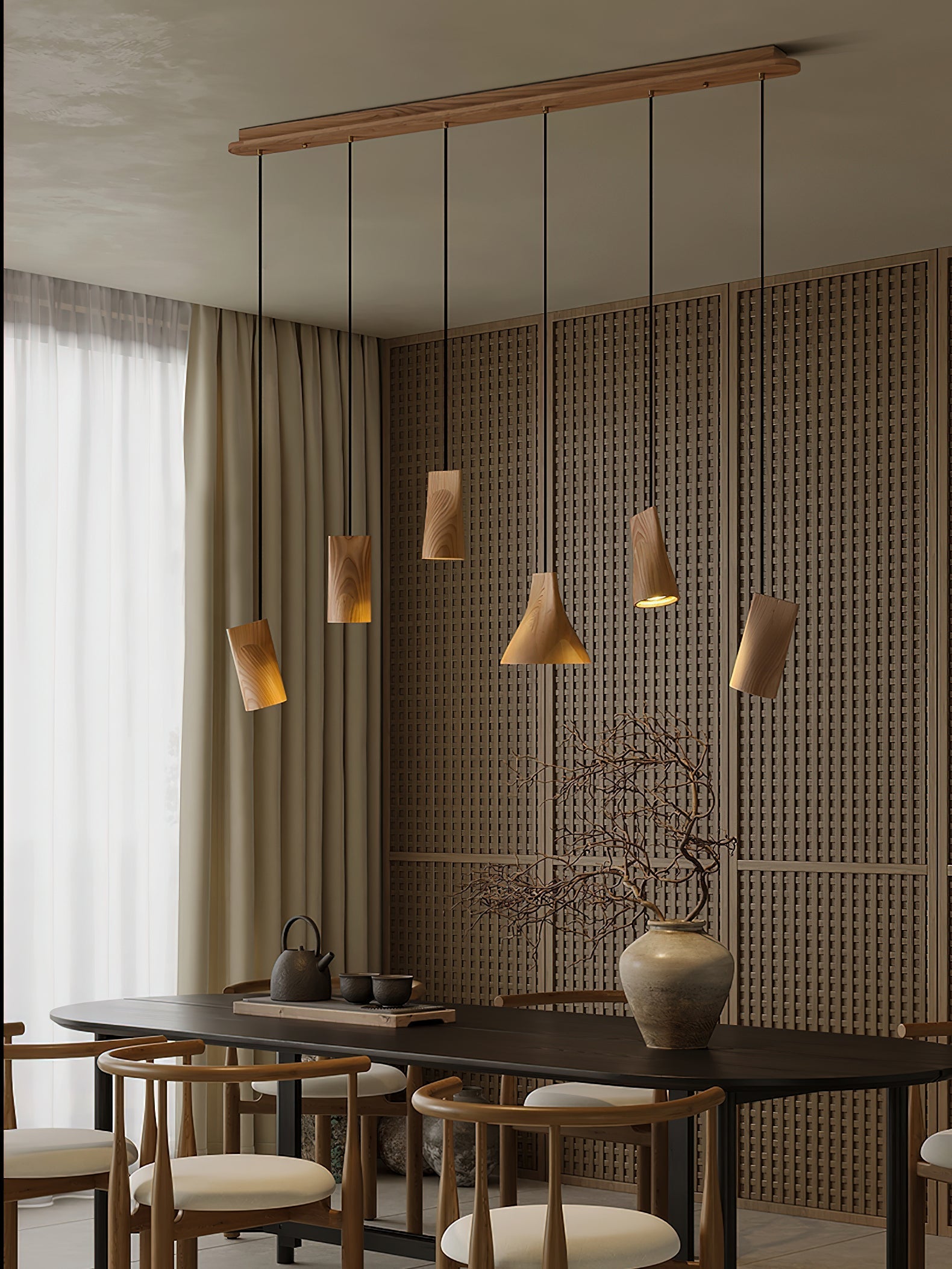 Ivarara Asymmetrical Wood Pendant Light - Letslighting