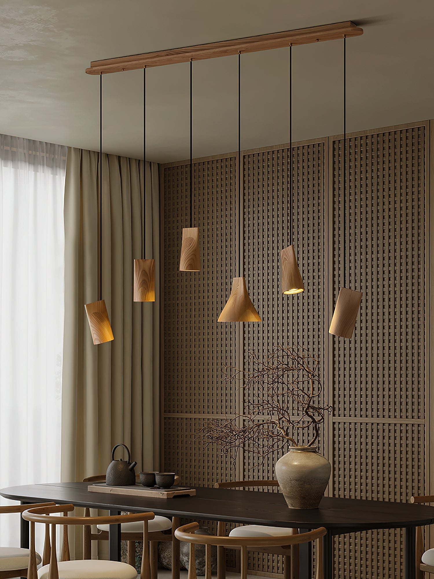 Ivarara Asymmetrical Wood Pendant Light - Letslighting