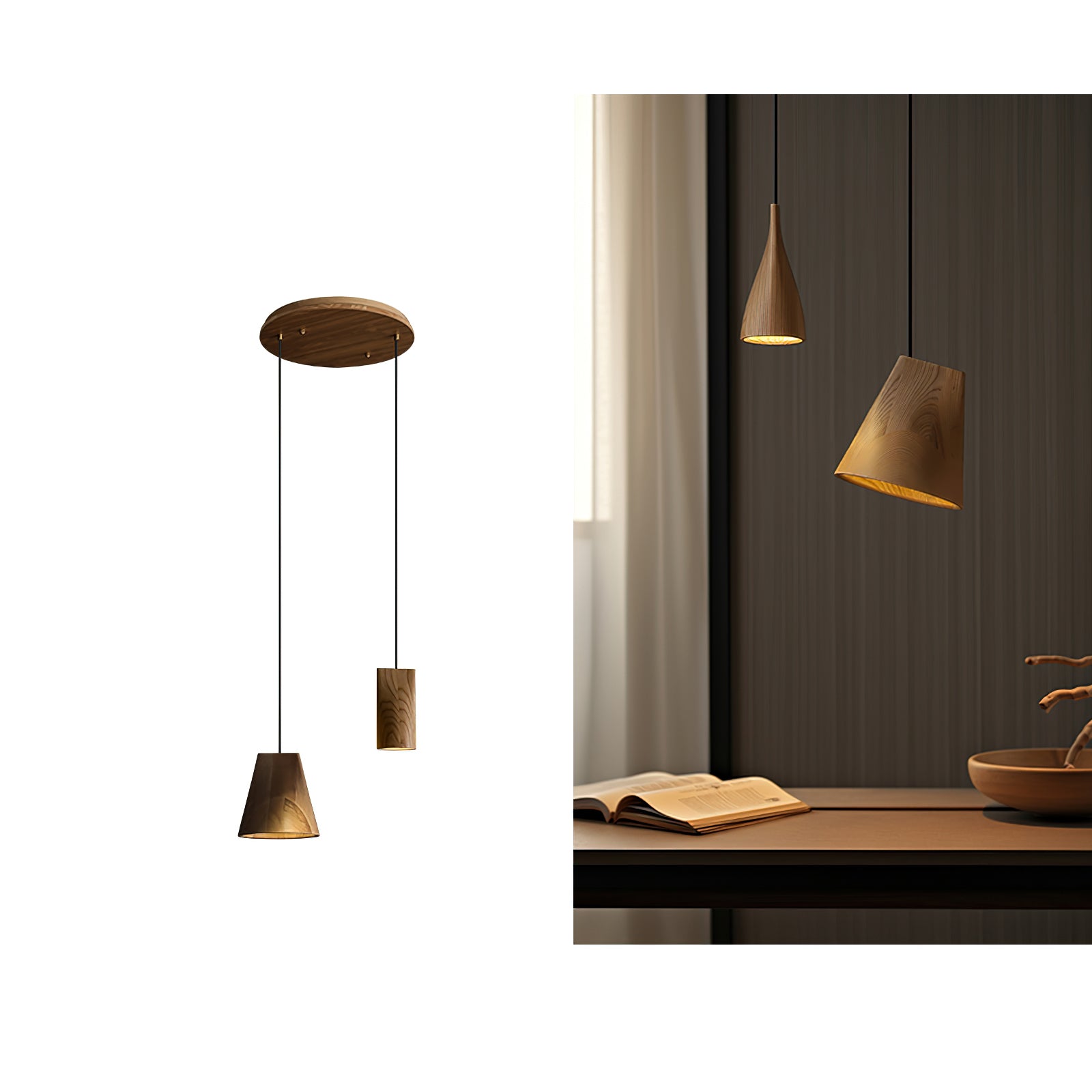 Ivarara Asymmetrical Wood Pendant Light - Letslighting