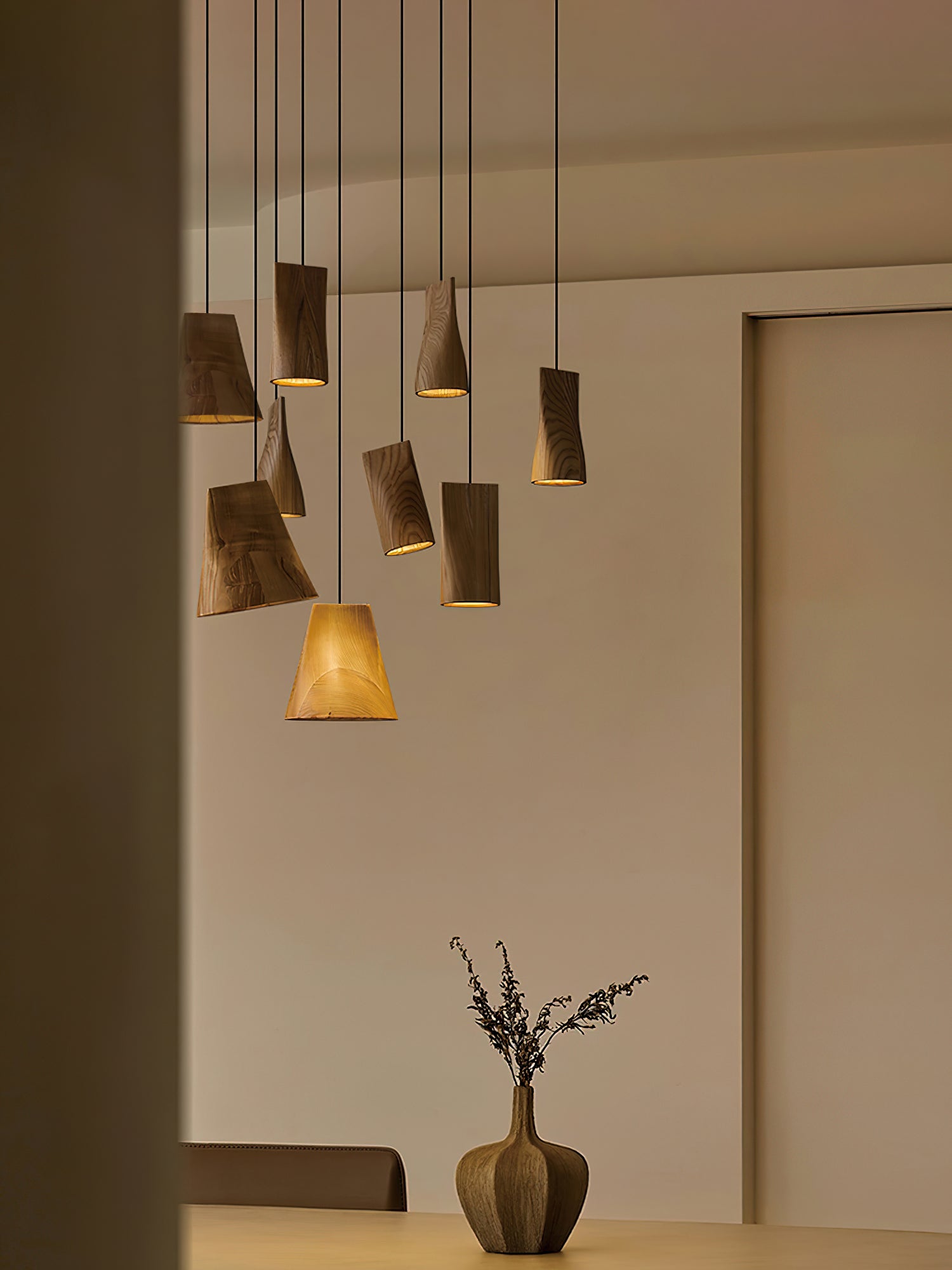 Ivarara Asymmetrical Wood Pendant Light - Letslighting