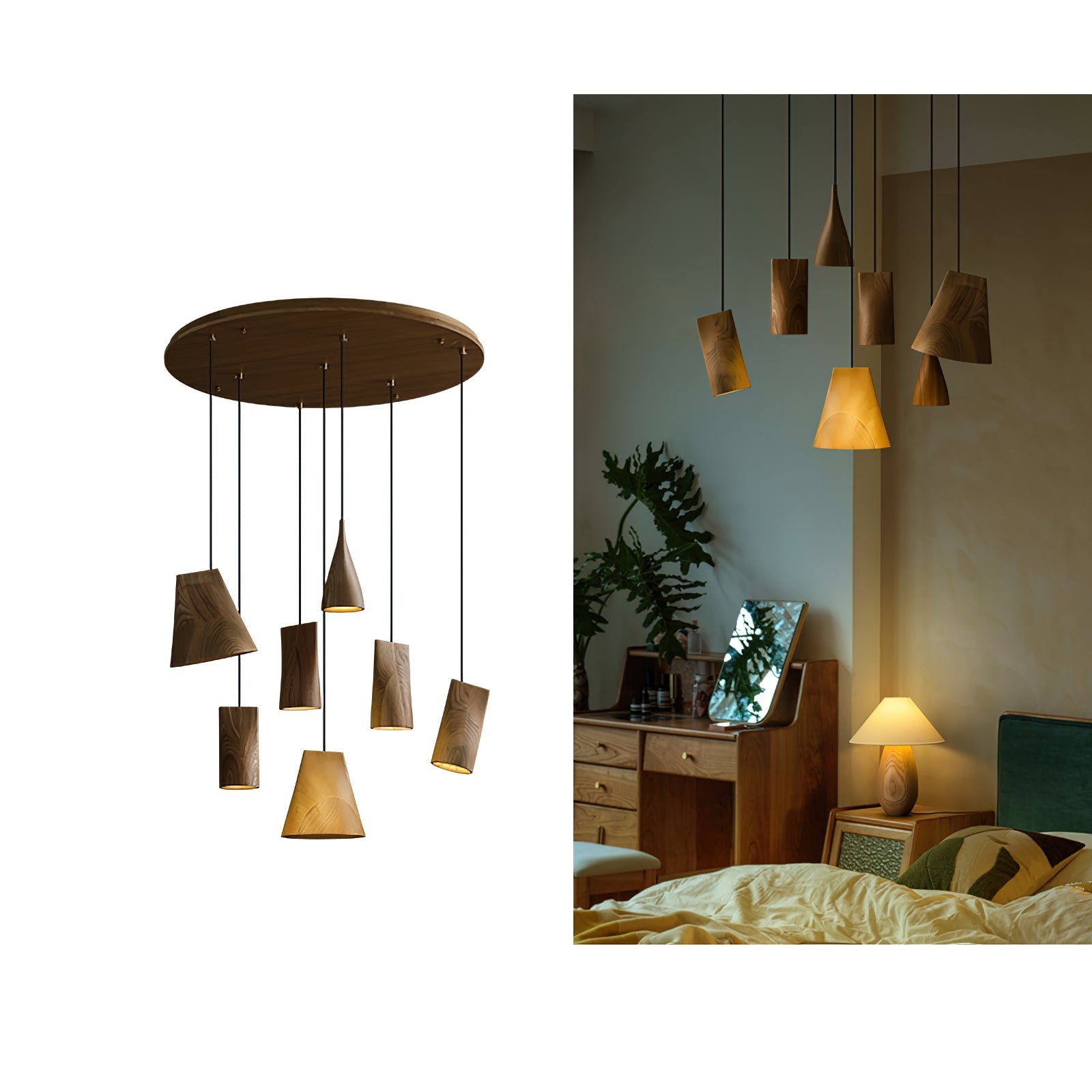 Ivarara Asymmetrical Wood Pendant Light - Letslighting
