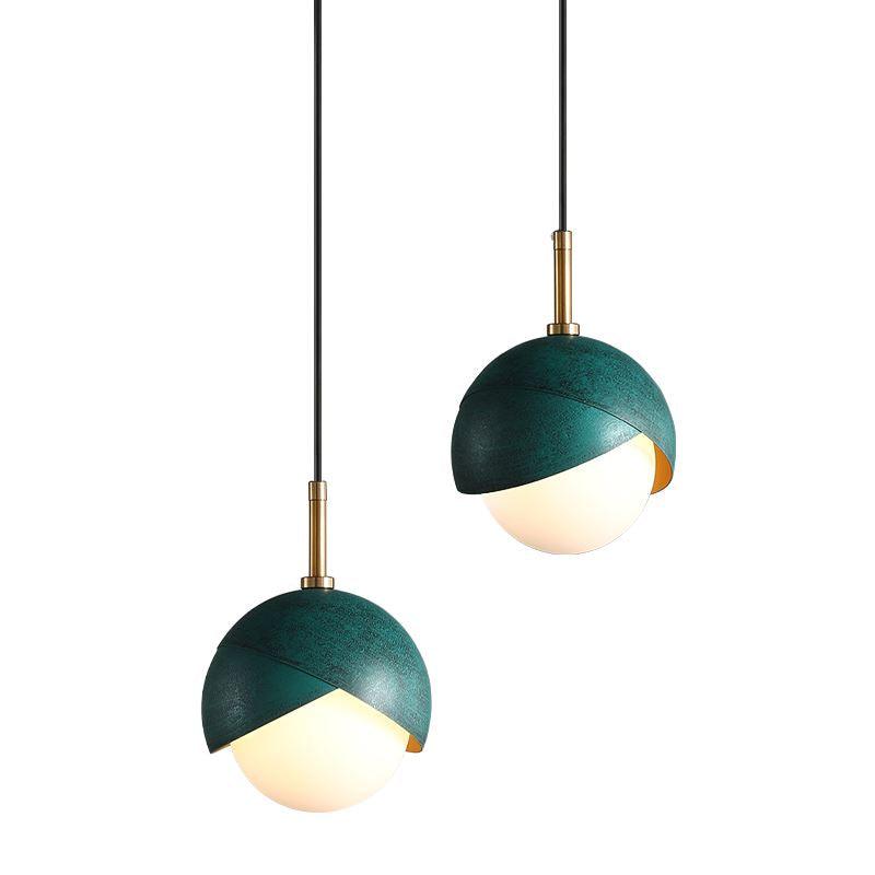 Solara Pendant Lamp Brass Nested Opal Globe Modern - Letslighting