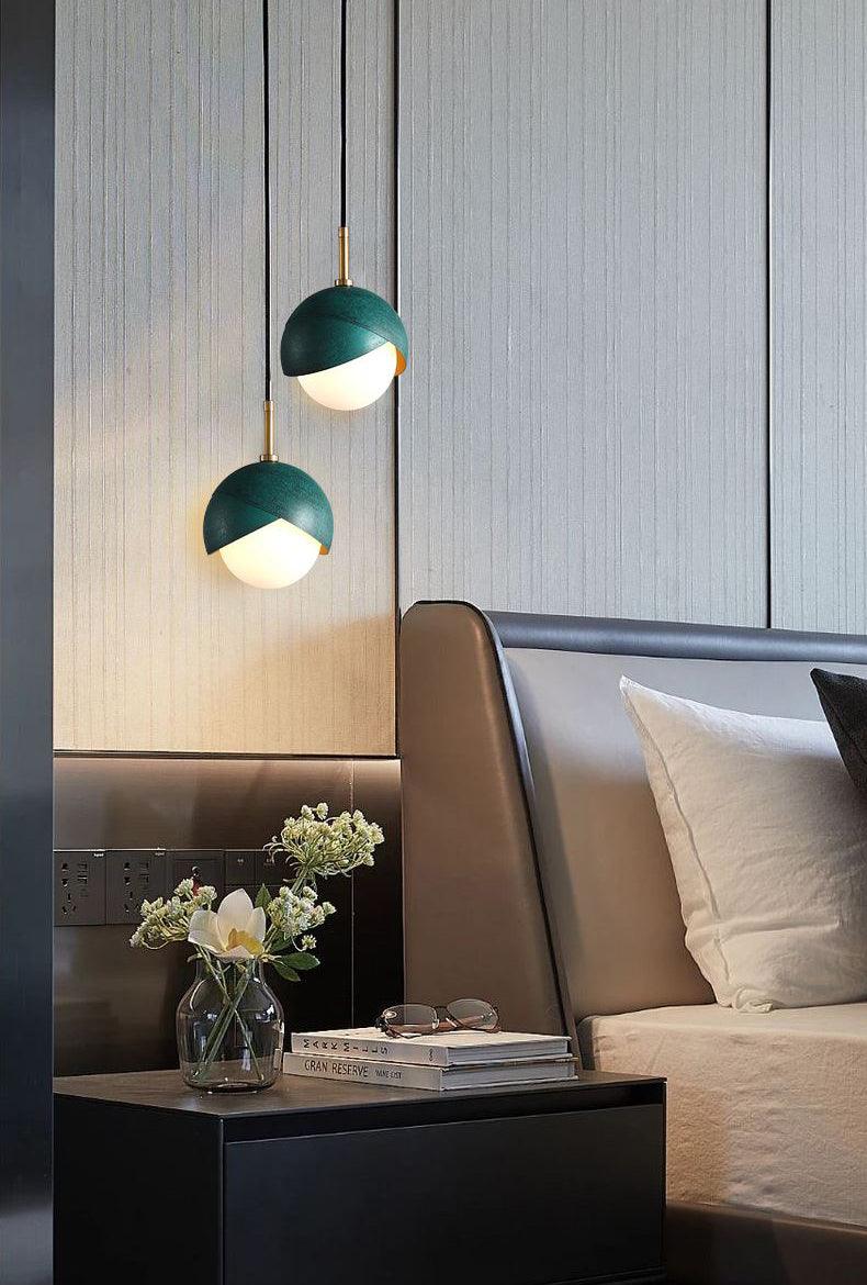 Solara Pendant Lamp Brass Nested Opal Globe Modern - Letslighting