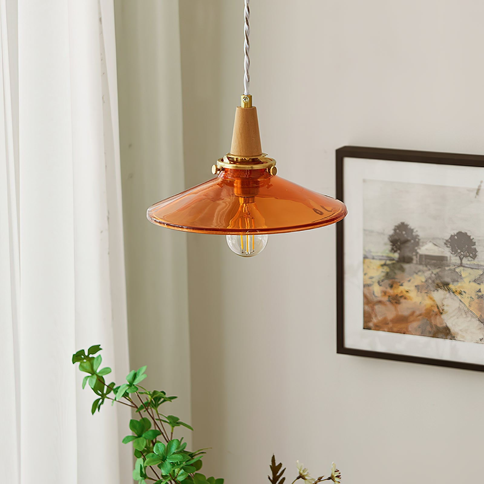 Benra Pendant Lamp Orange Glass Scandinavian - Letslighting