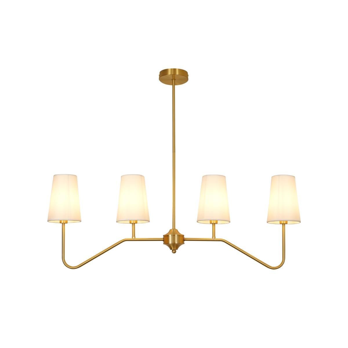 Lustra Chandelier Brass Curved Beige Linear - Letslighting