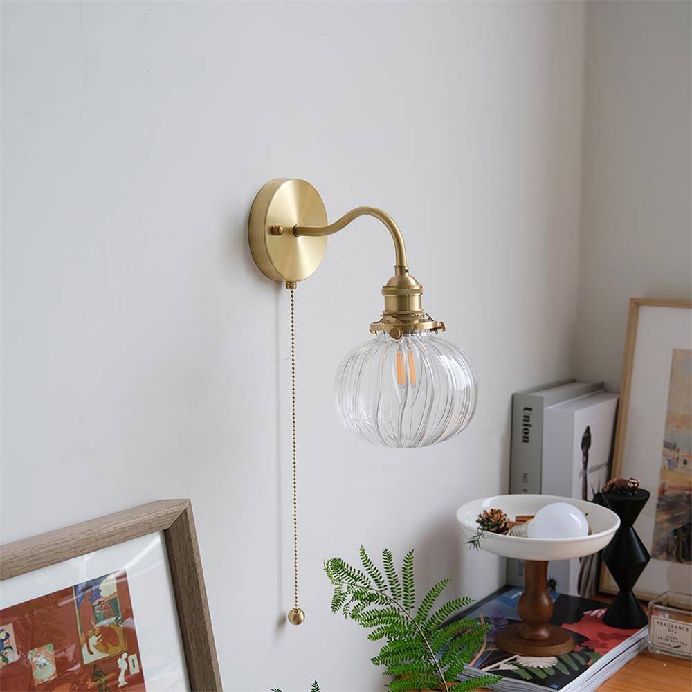 Berliner Wall Lamp Brass Arm Glass Vintage - Letslighting