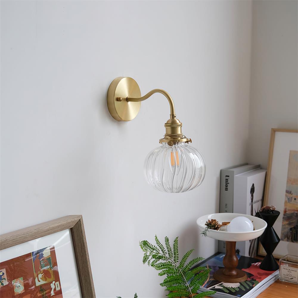 Berliner Wall Lamp Brass Arm Glass Vintage - Letslighting