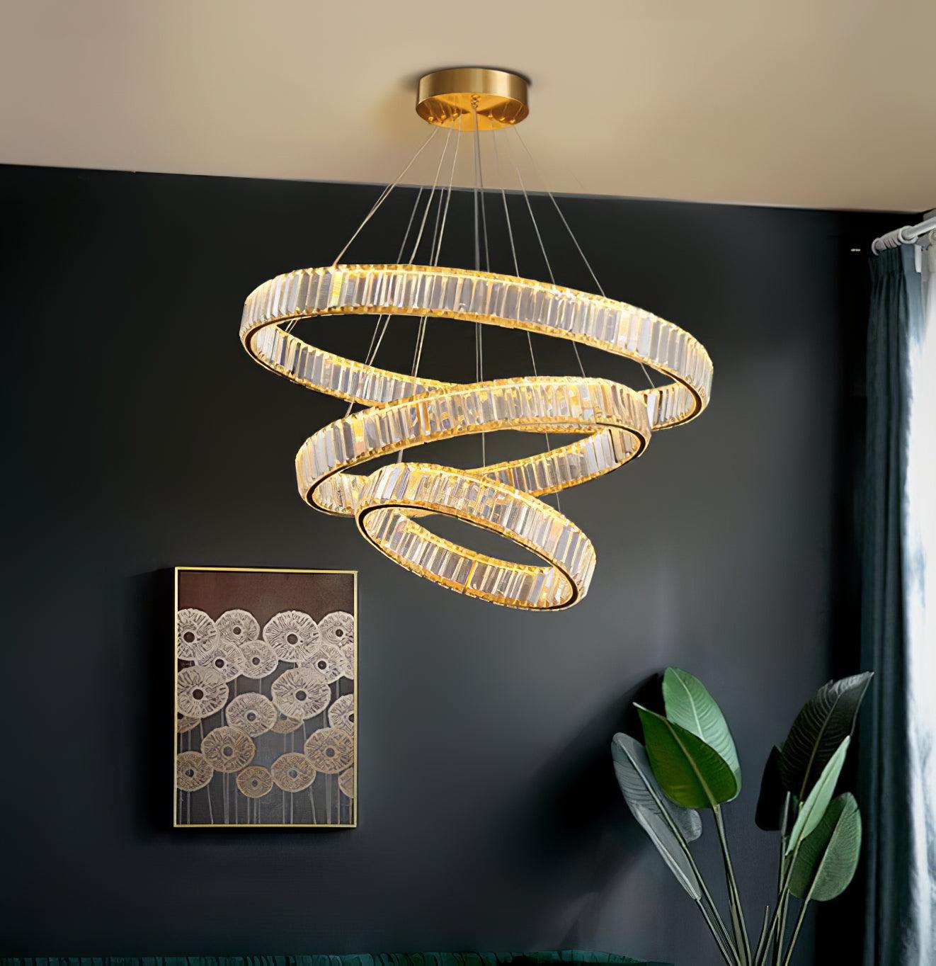 Lustra Chandelier Gold Crystal Ring - Letslighting