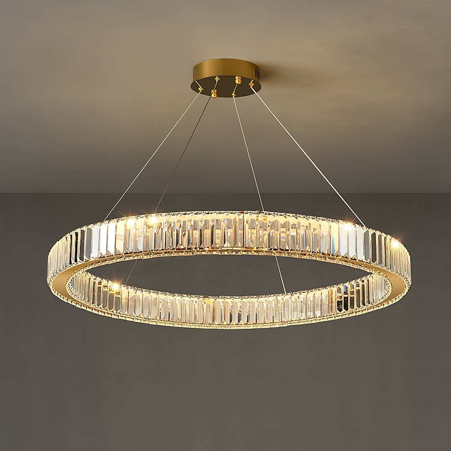 Lustra Chandelier Gold Crystal Ring - Letslighting