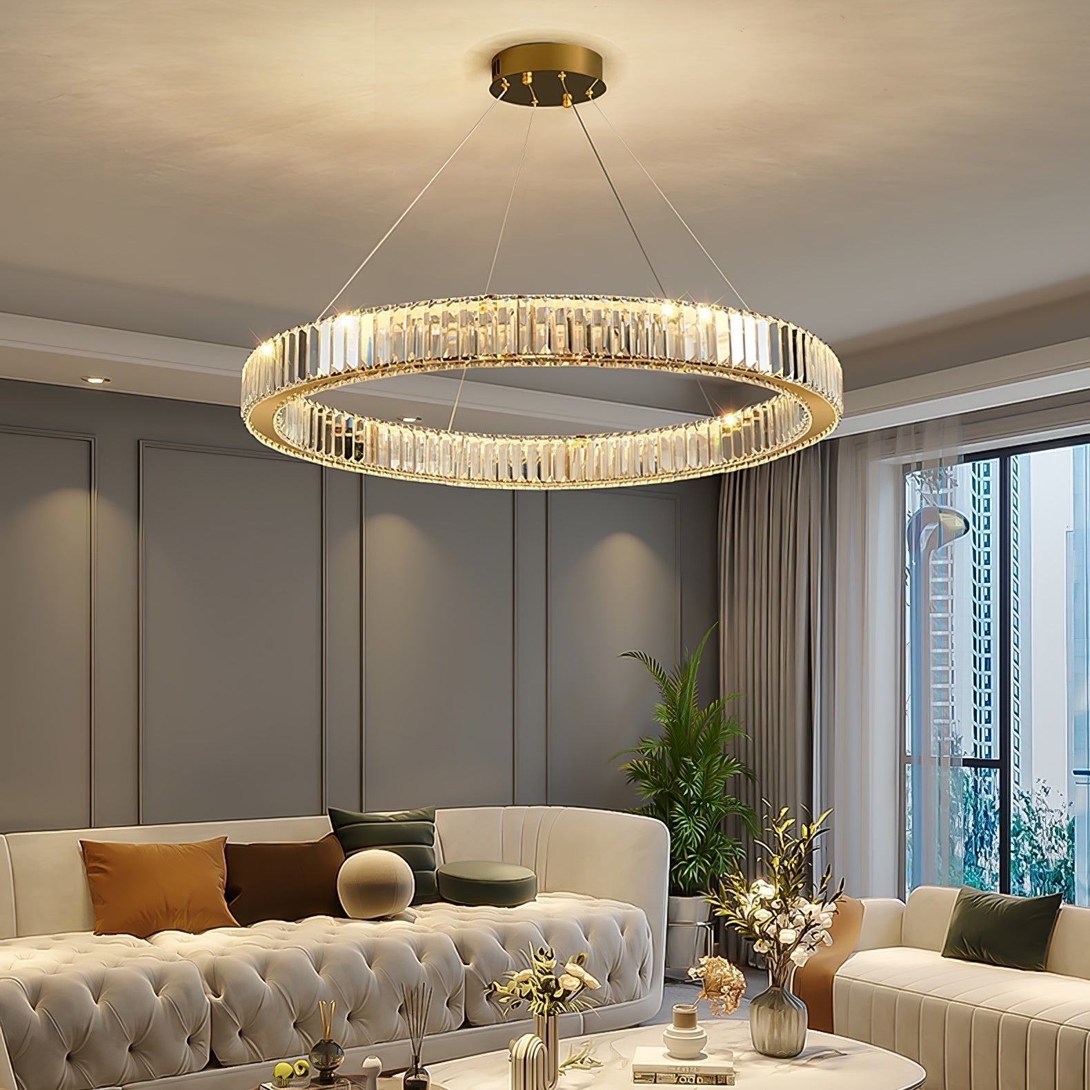 Lustra Chandelier Gold Crystal Ring - Letslighting