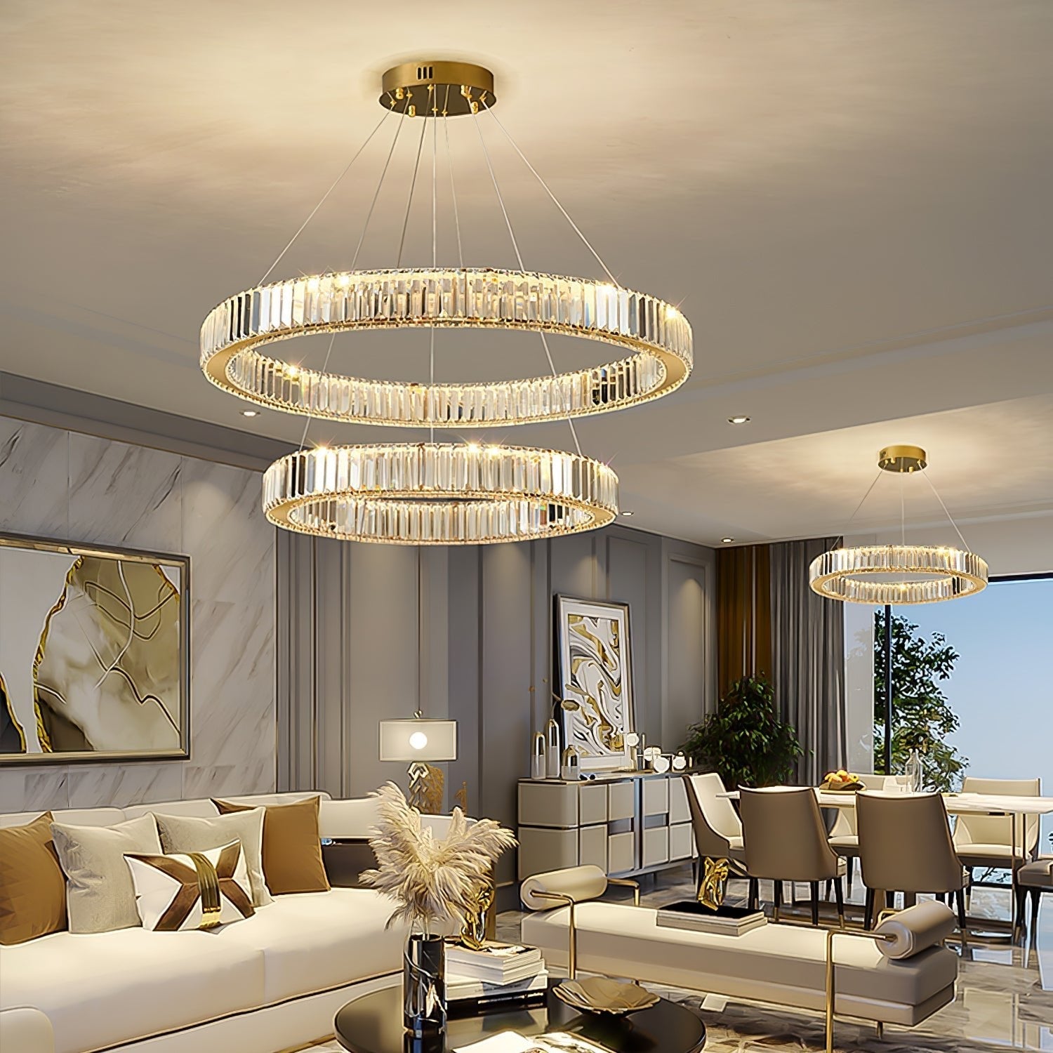 Lustra Chandelier Gold Crystal Ring - Letslighting