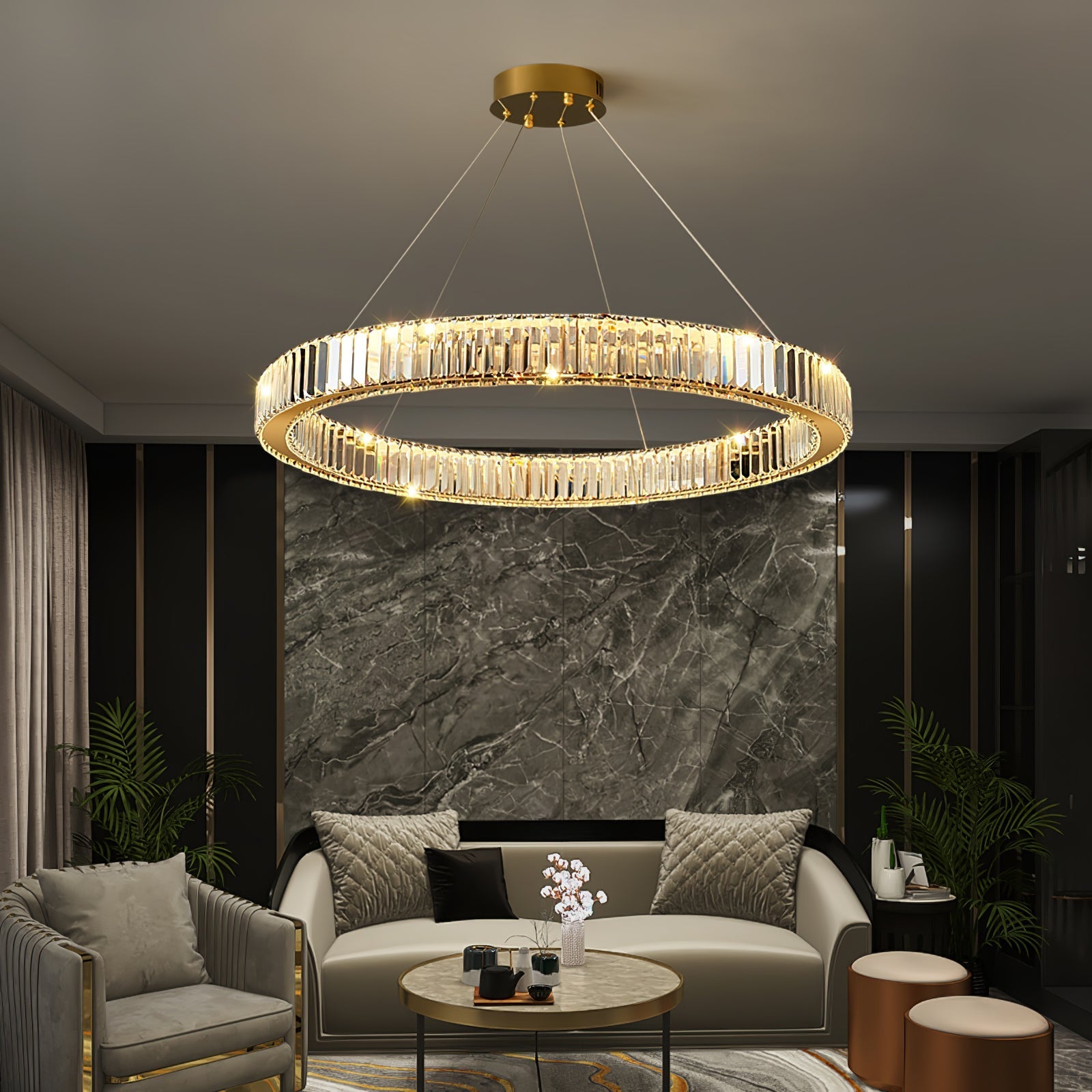 Lustra Chandelier Gold Crystal Ring - Letslighting
