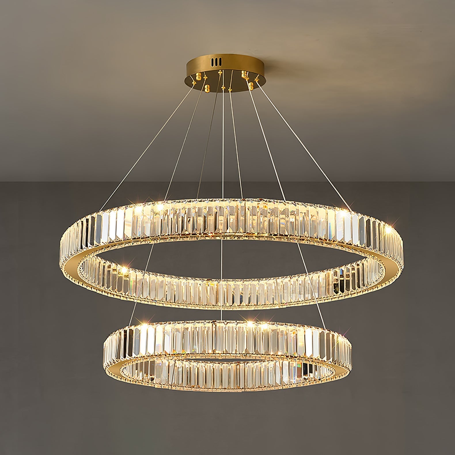 Lustra Chandelier Gold Crystal Ring - Letslighting