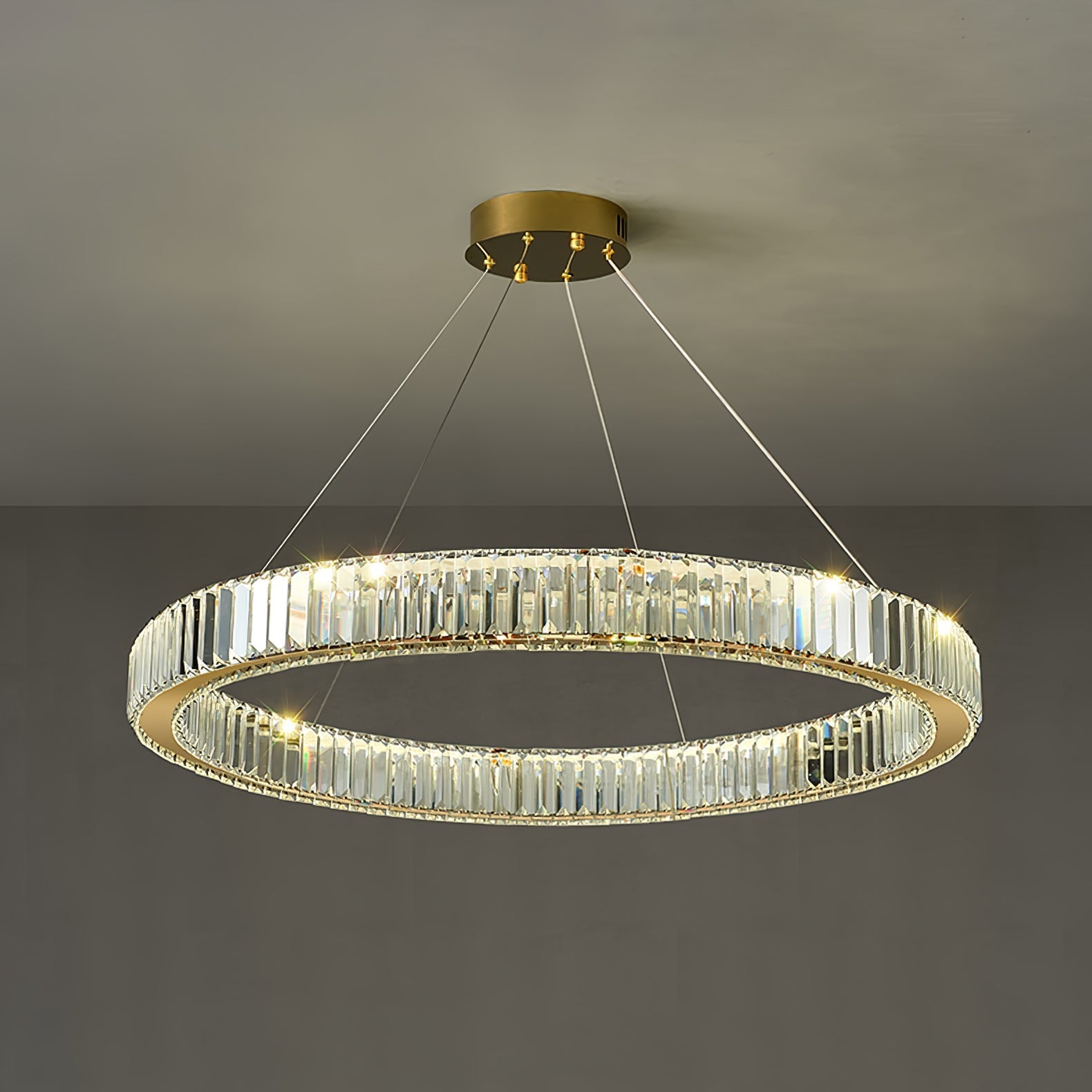 Lustra Chandelier Gold Crystal Ring - Letslighting