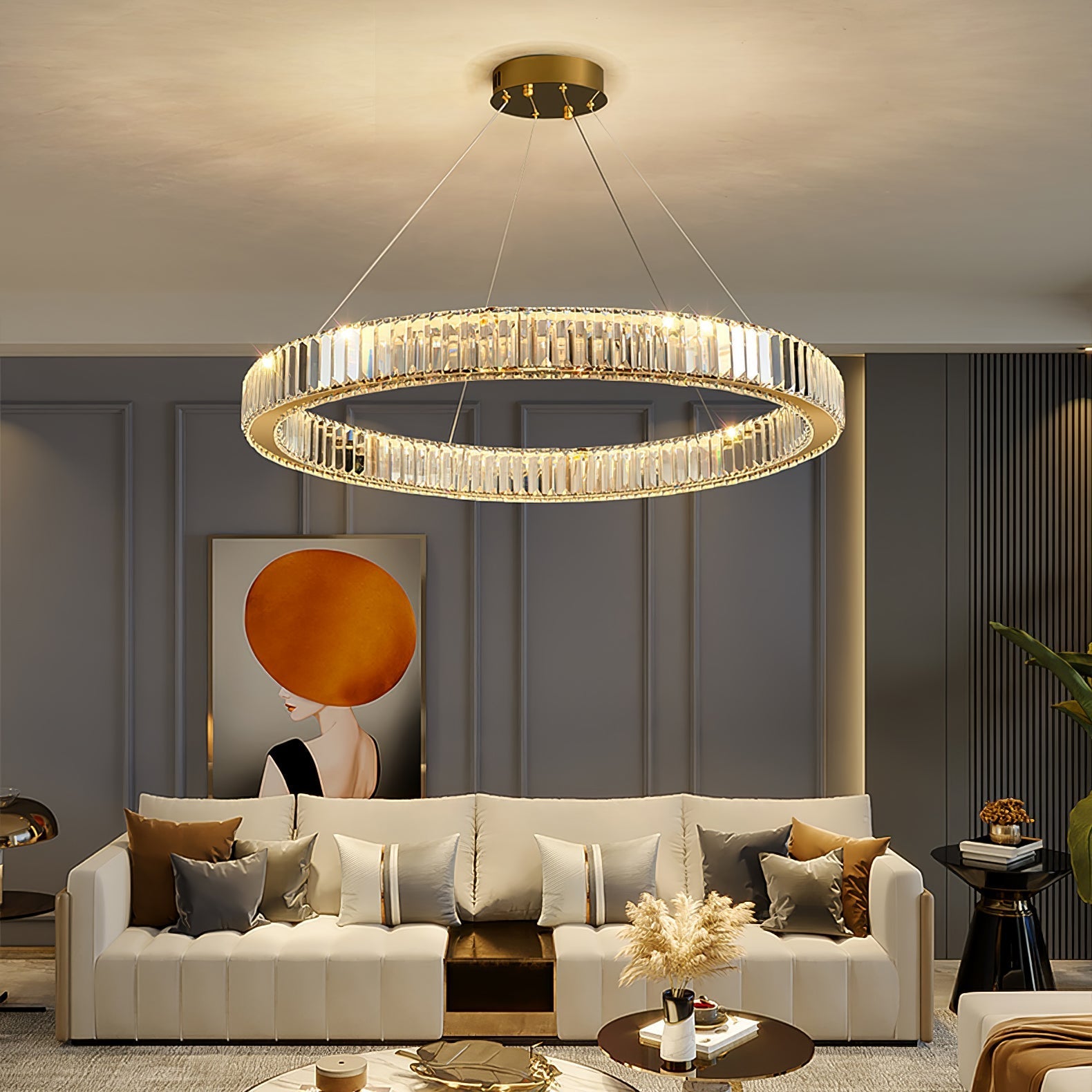 Lustra Chandelier Gold Crystal Ring - Letslighting