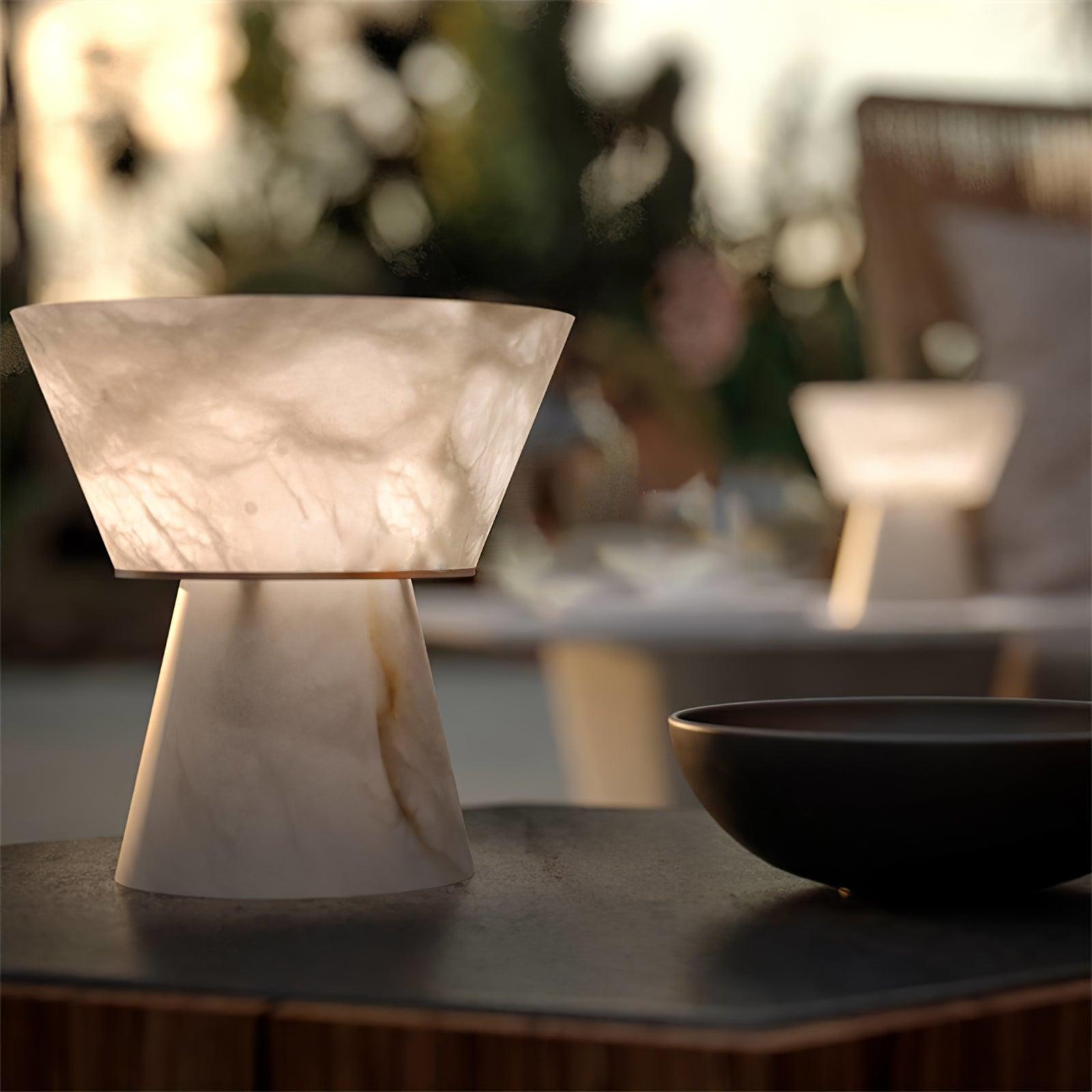 Elynara Pedestal Alabaster Table Lamp - Letslighting