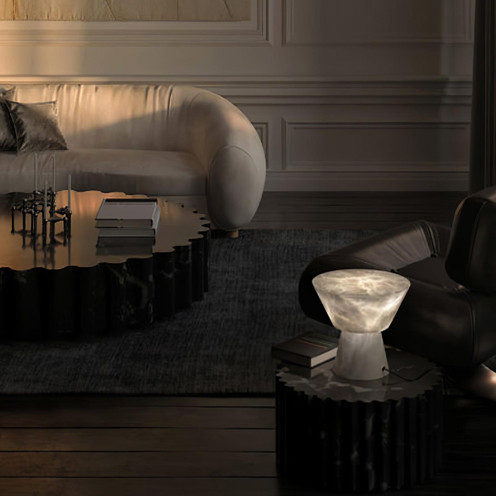 Elynara Pedestal Alabaster Table Lamp - Letslighting