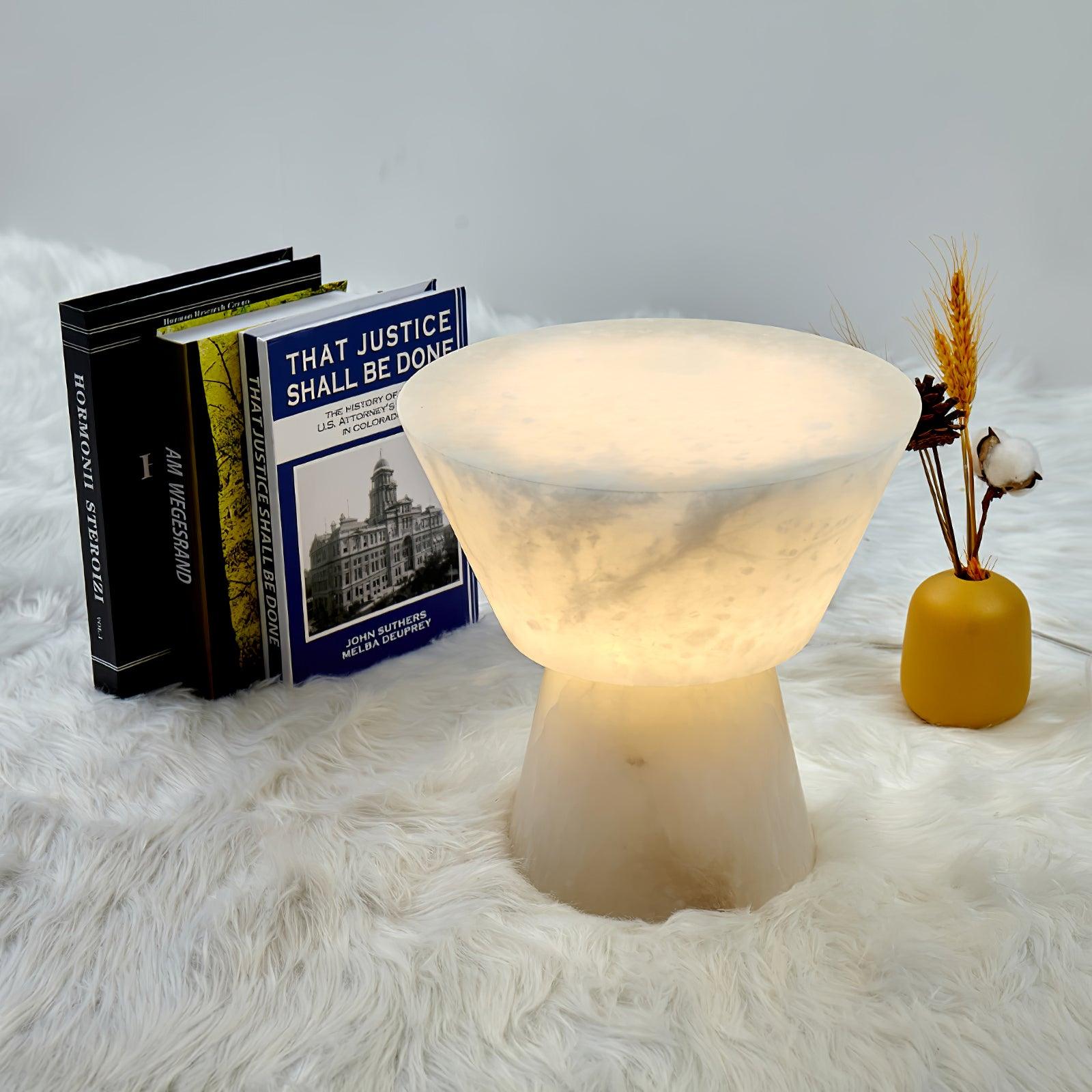 Elynara Pedestal Alabaster Table Lamp - Letslighting