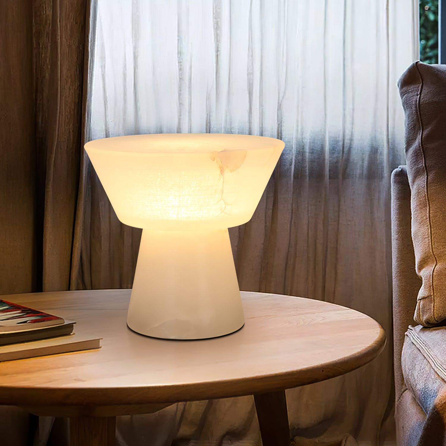 Elynara Pedestal Alabaster Table Lamp - Letslighting