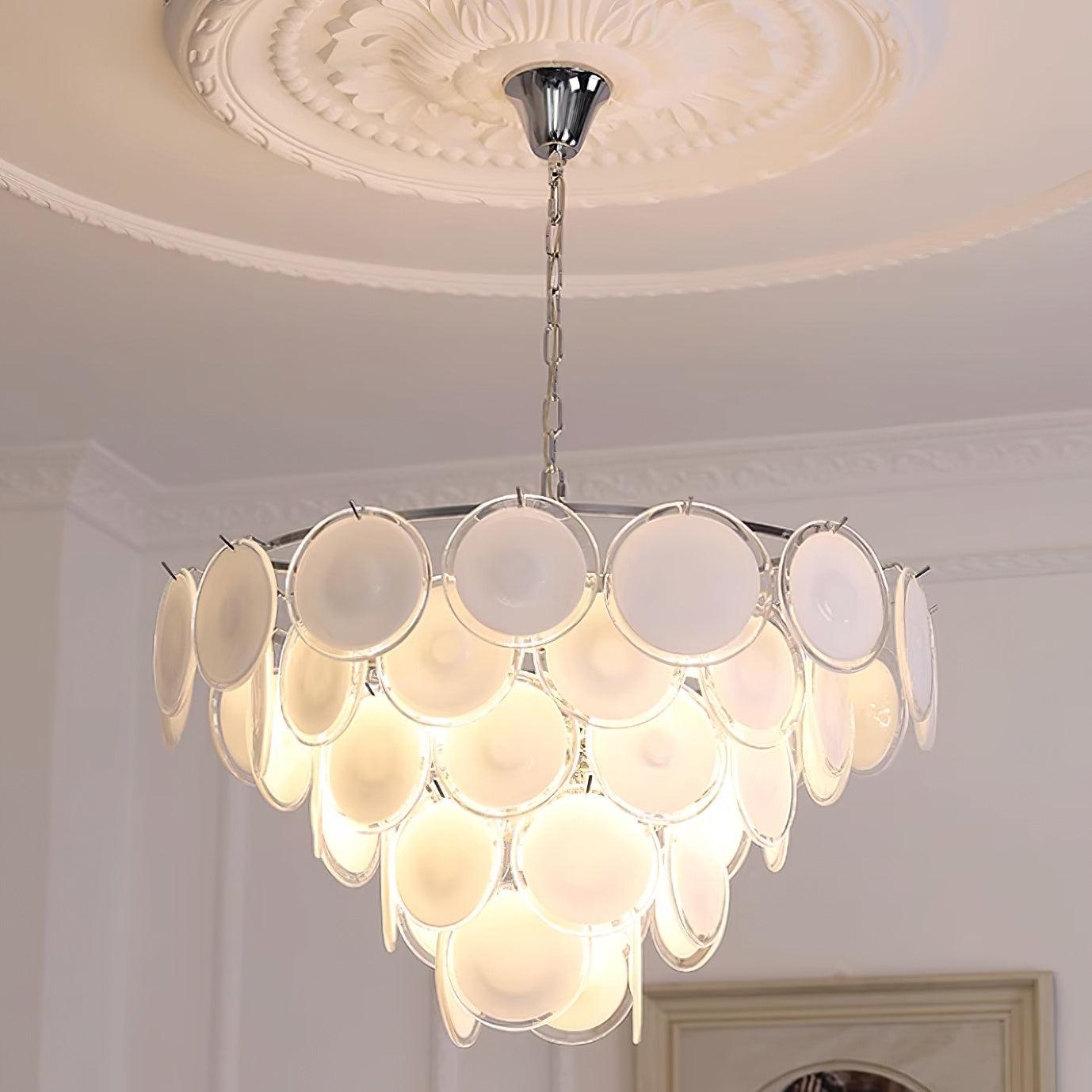 Esona Cascading Frosted Glass Discs Chandelier - Letslighting