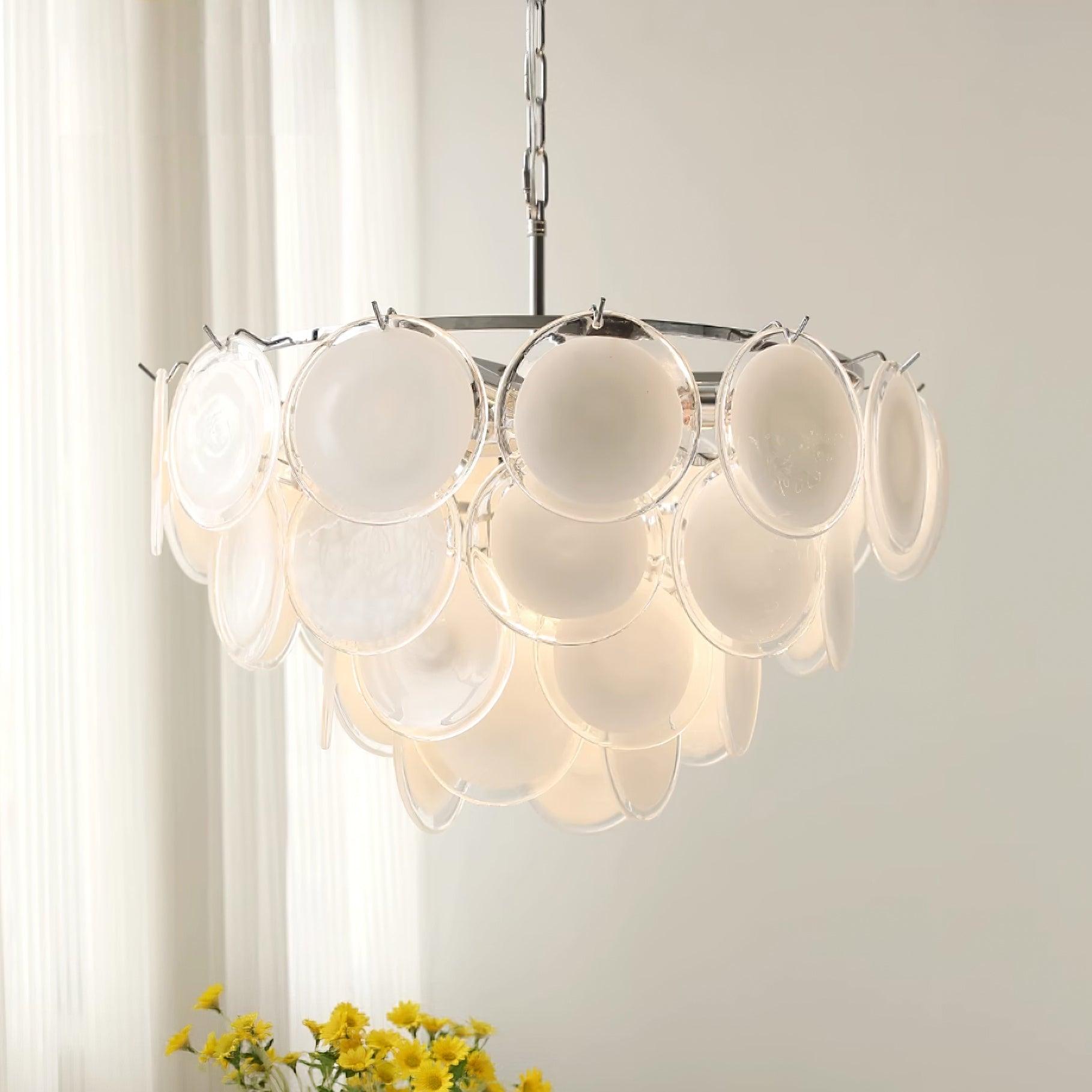 Esona Cascading Frosted Glass Discs Chandelier - Letslighting