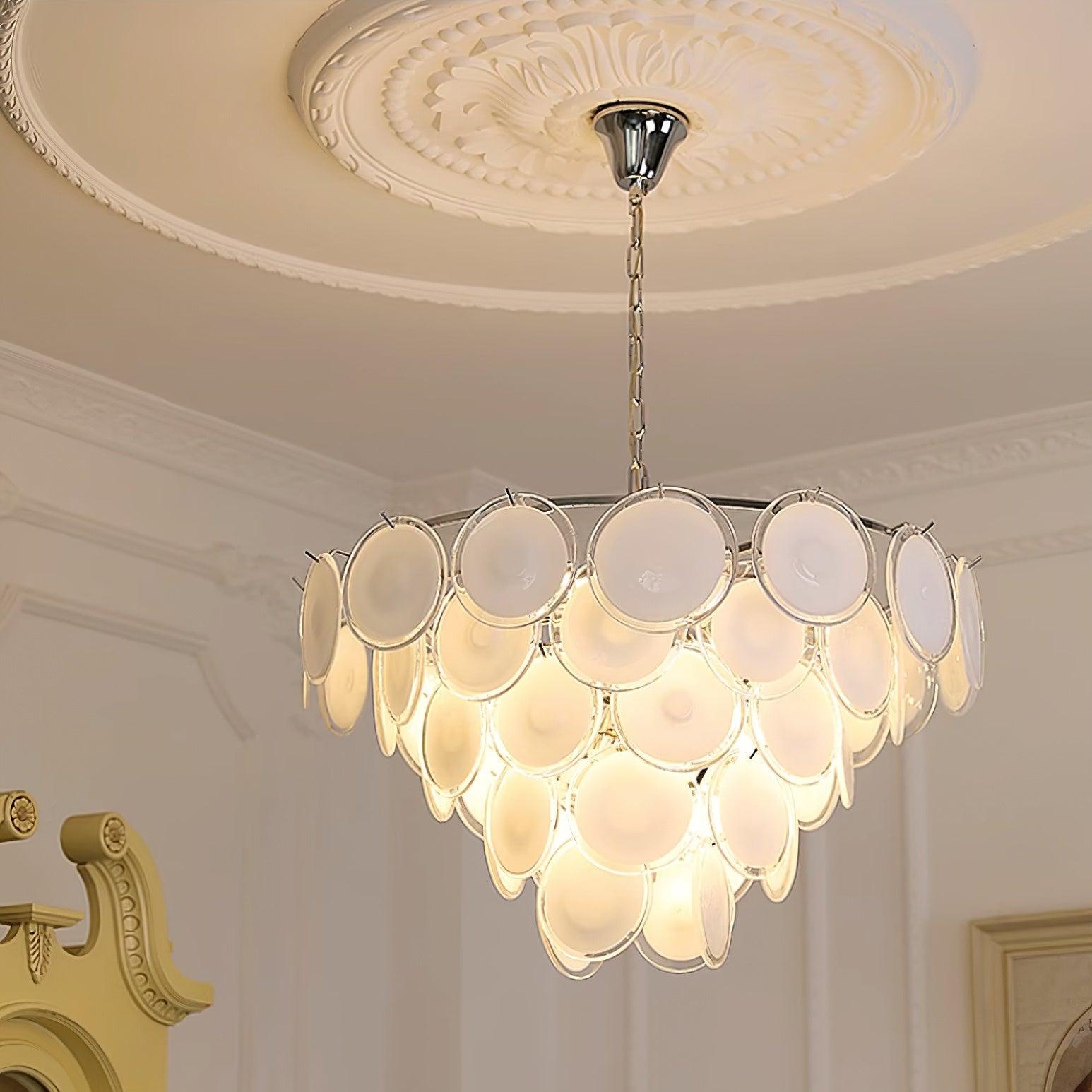 Esona Cascading Frosted Glass Discs Chandelier - Letslighting