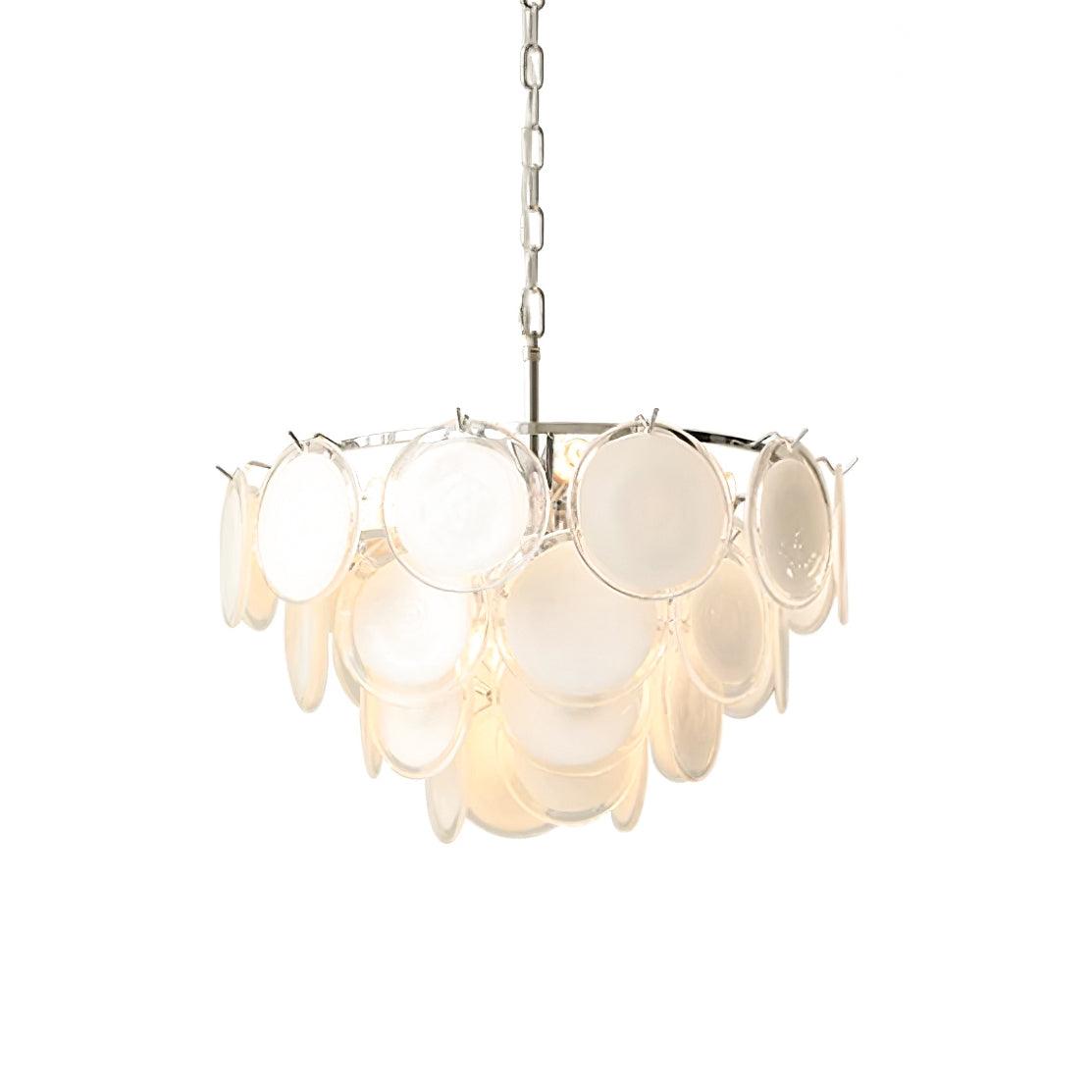 Esona Cascading Frosted Glass Discs Chandelier - Letslighting