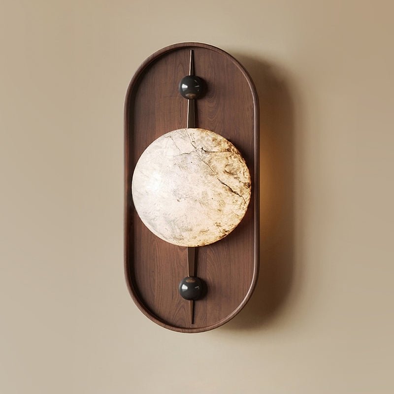 Lyvaran Oval Alabaster Wood Wall Light - Letslighting