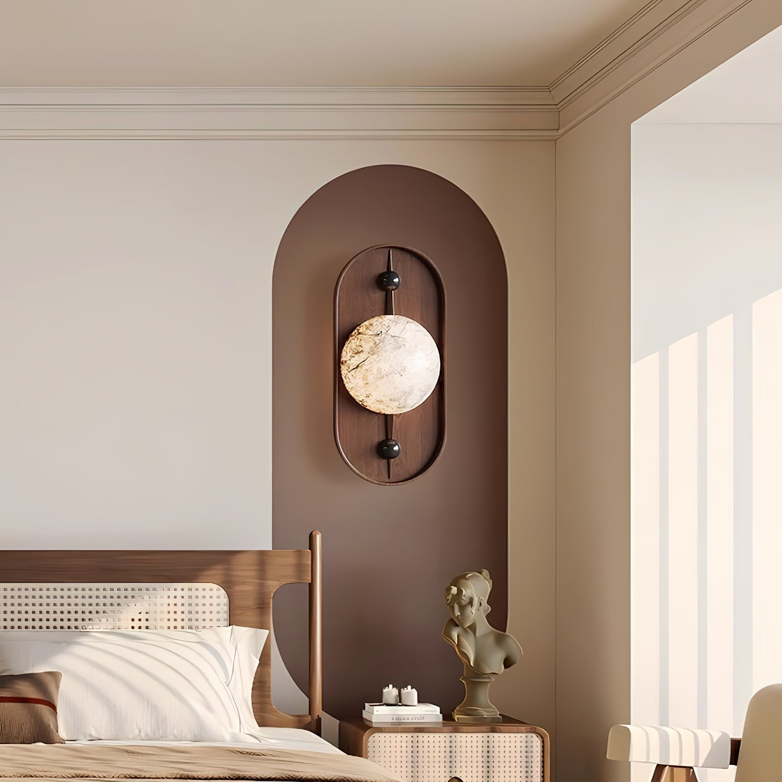 Lyvaran Oval Alabaster Wood Wall Light - Letslighting