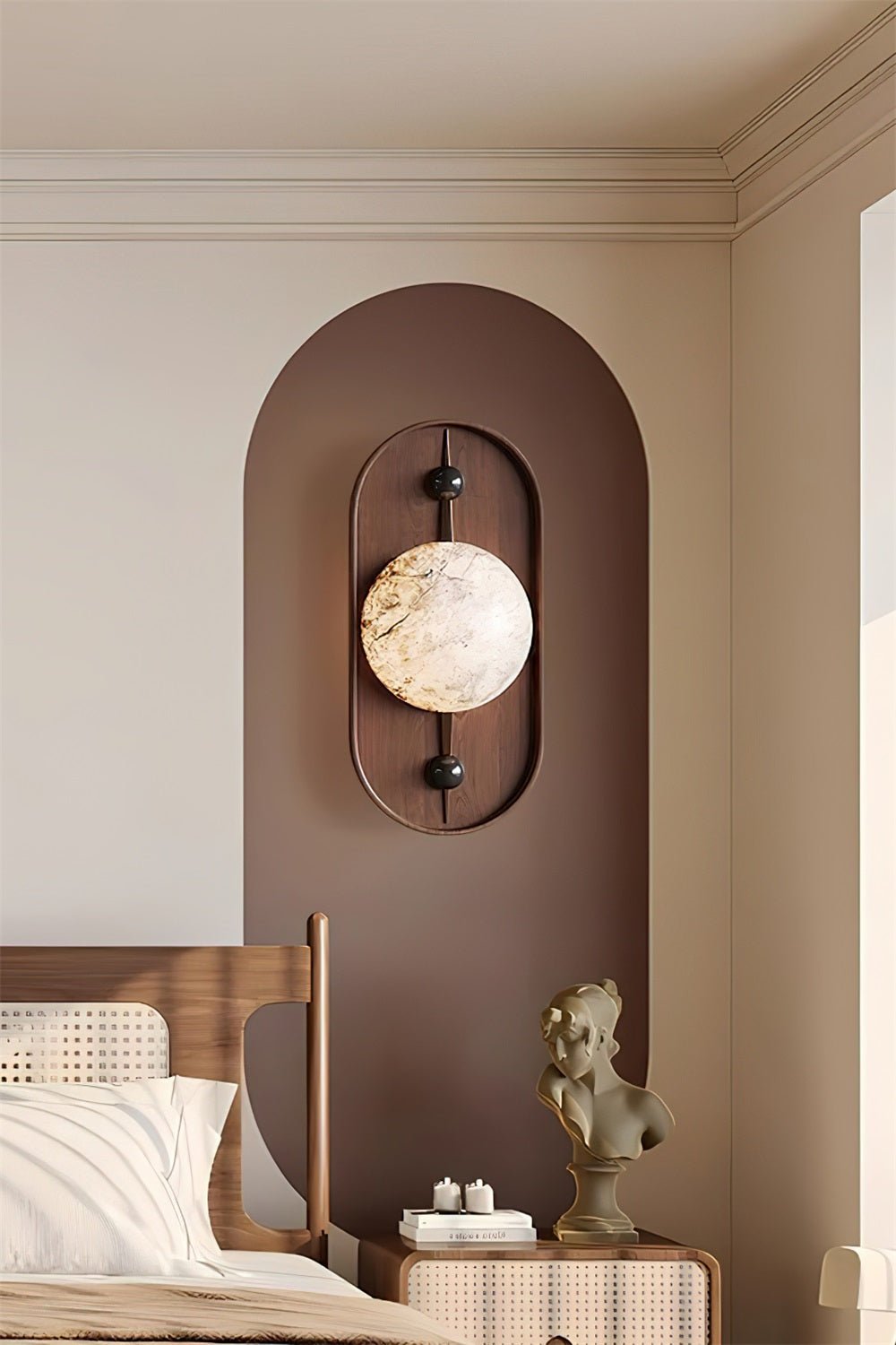 Lyvaran Oval Alabaster Wood Wall Light - Letslighting