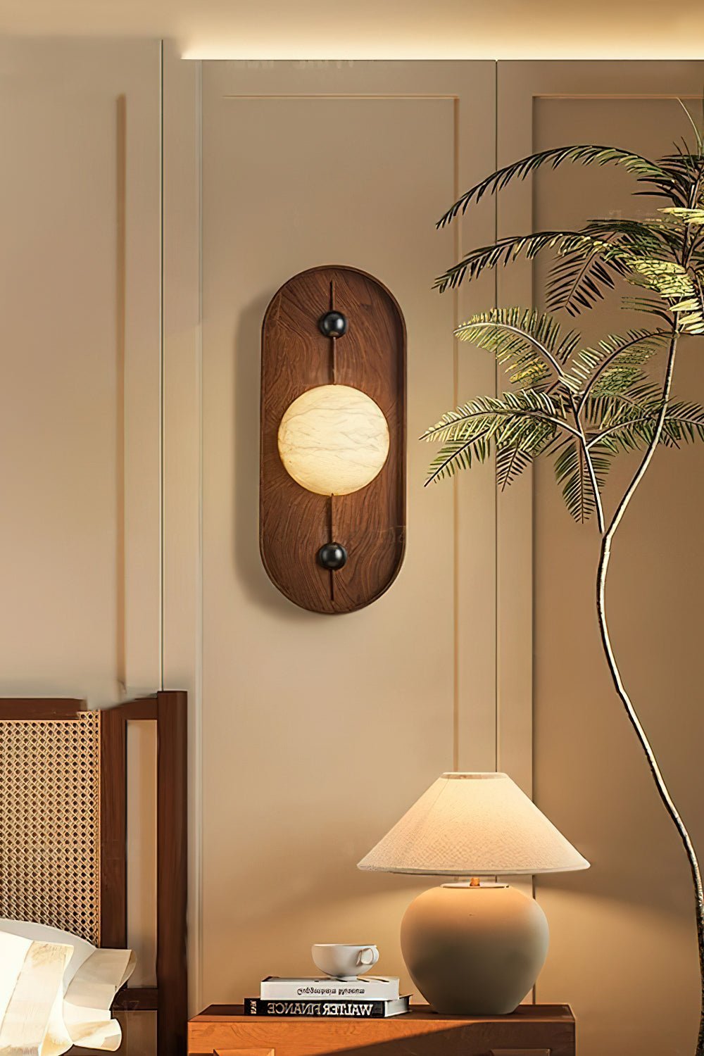 Lyvaran Oval Alabaster Wood Wall Light - Letslighting