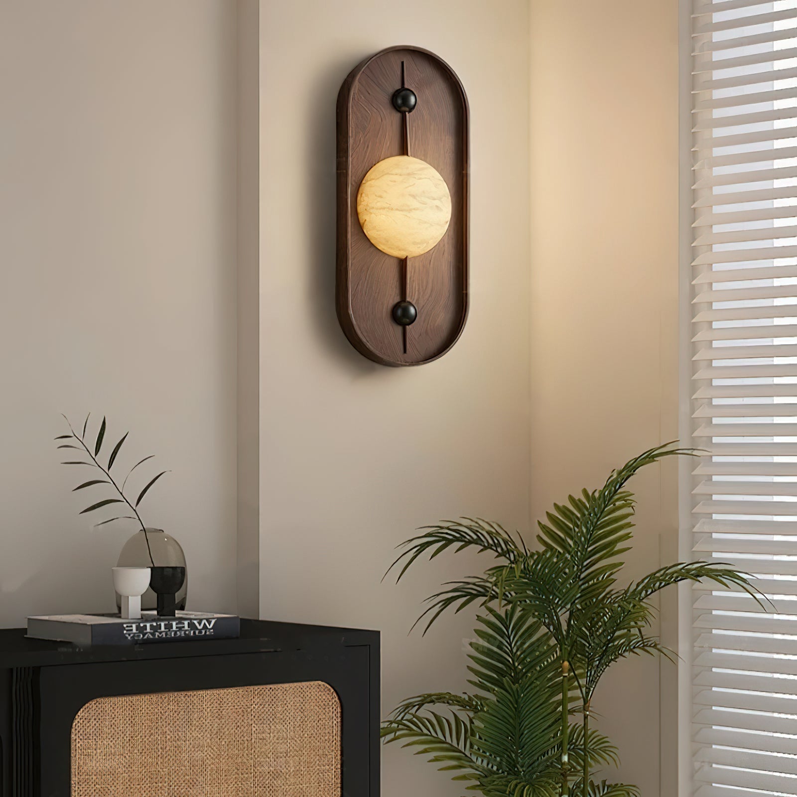 Lyvaran Oval Alabaster Wood Wall Light - Letslighting