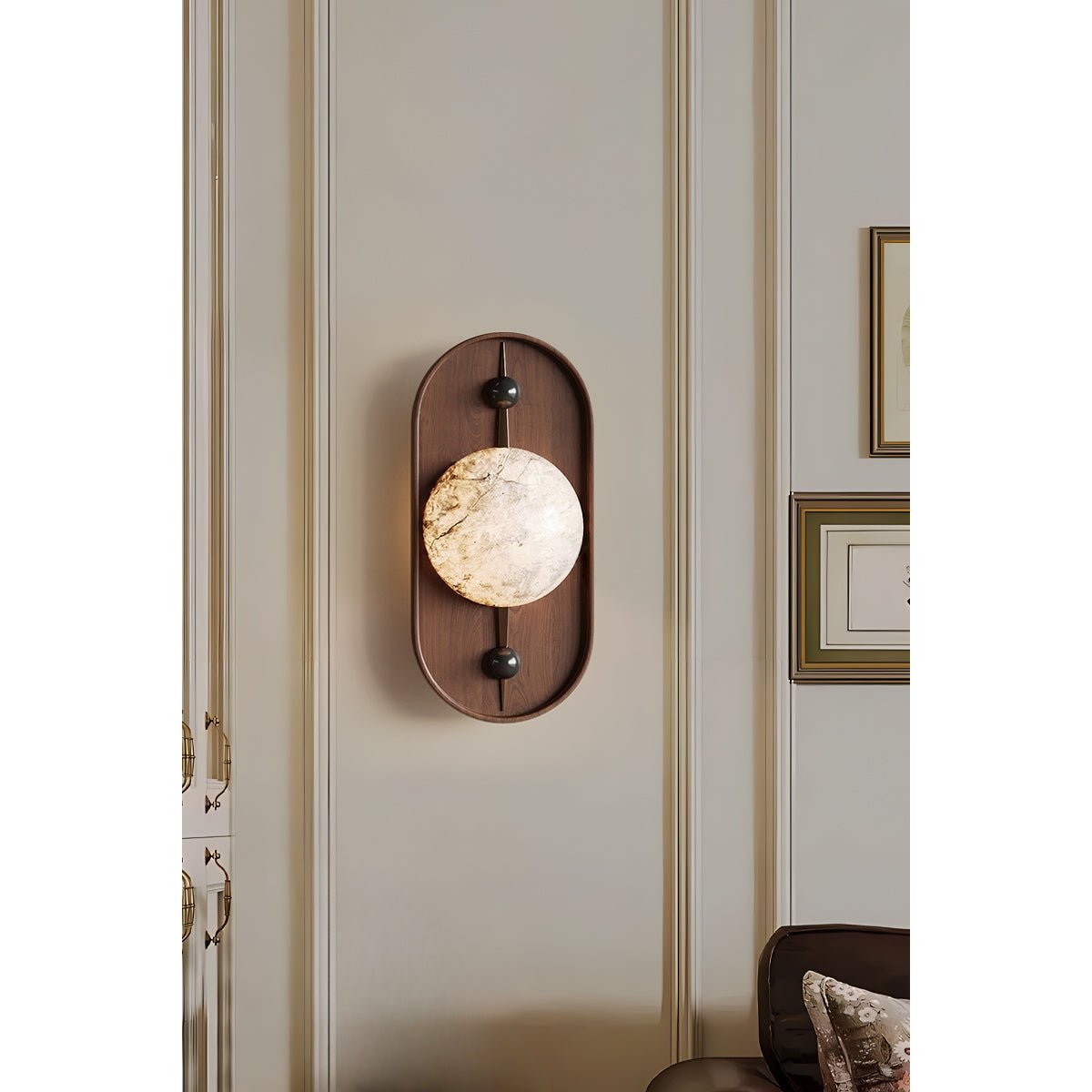 Lyvaran Oval Alabaster Wood Wall Light - Letslighting