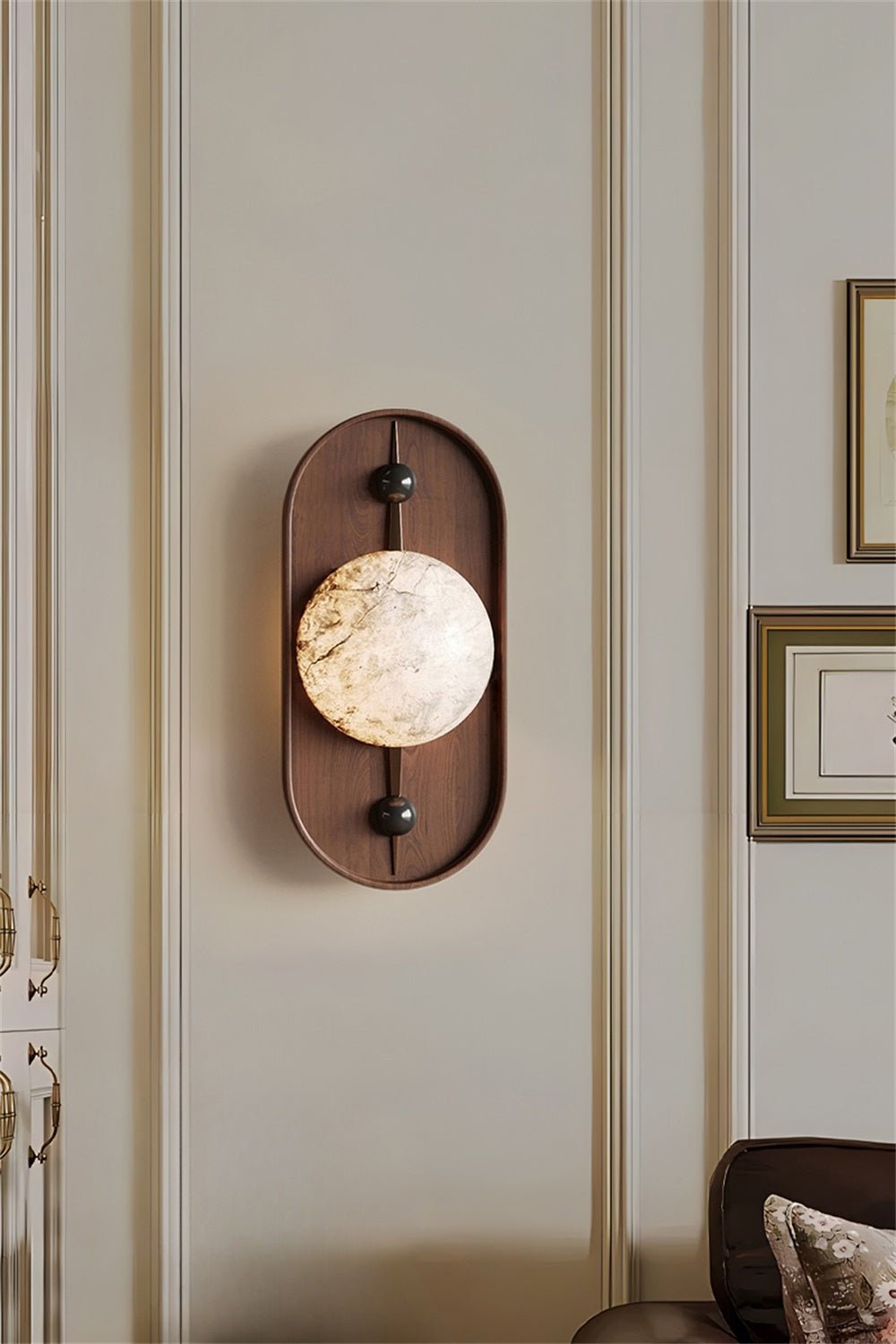 Lyvaran Oval Alabaster Wood Wall Light - Letslighting