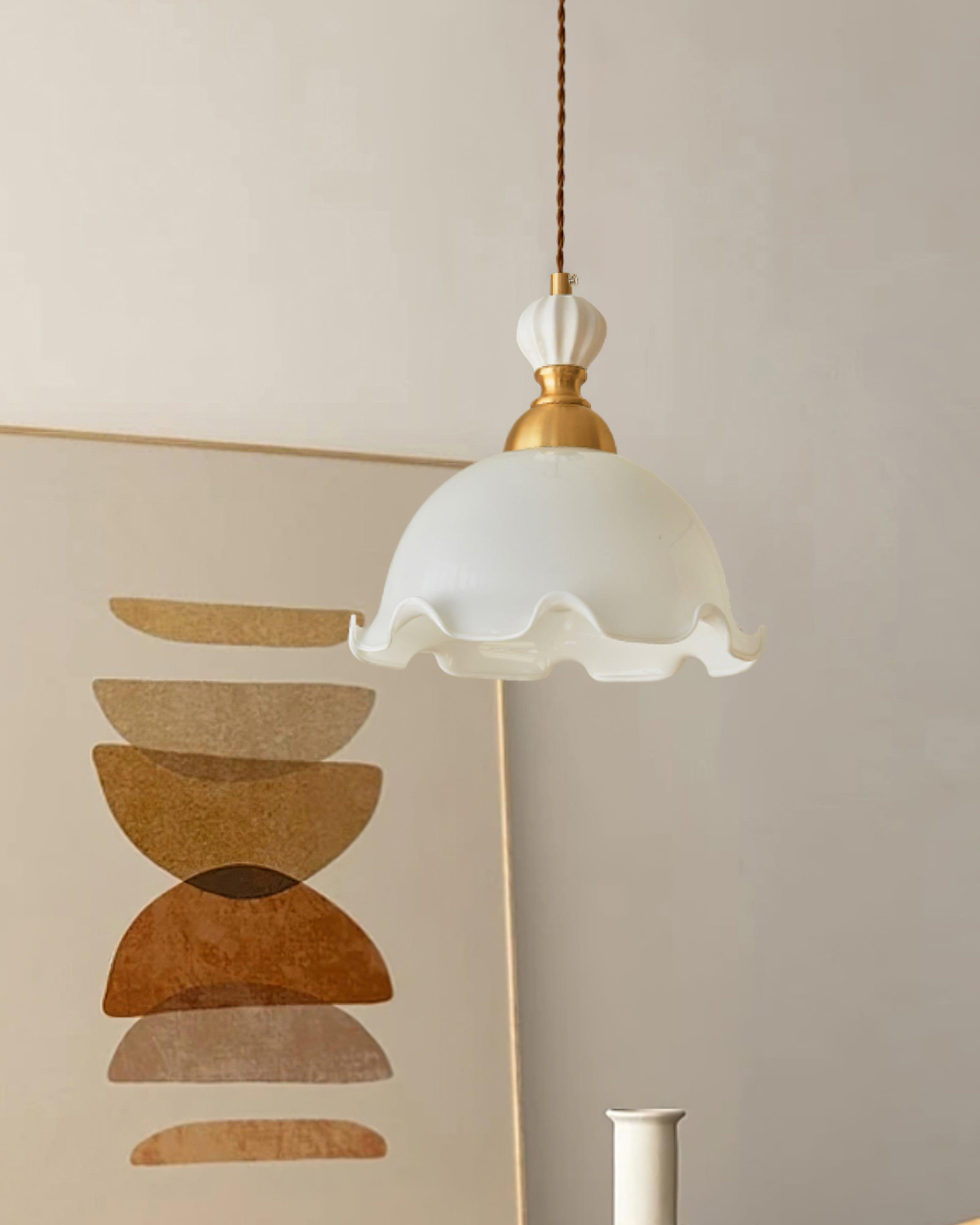 Pendant Lamp Wavy Edge Glass Shade Soft Glow Vintage Romantic - Letslighting