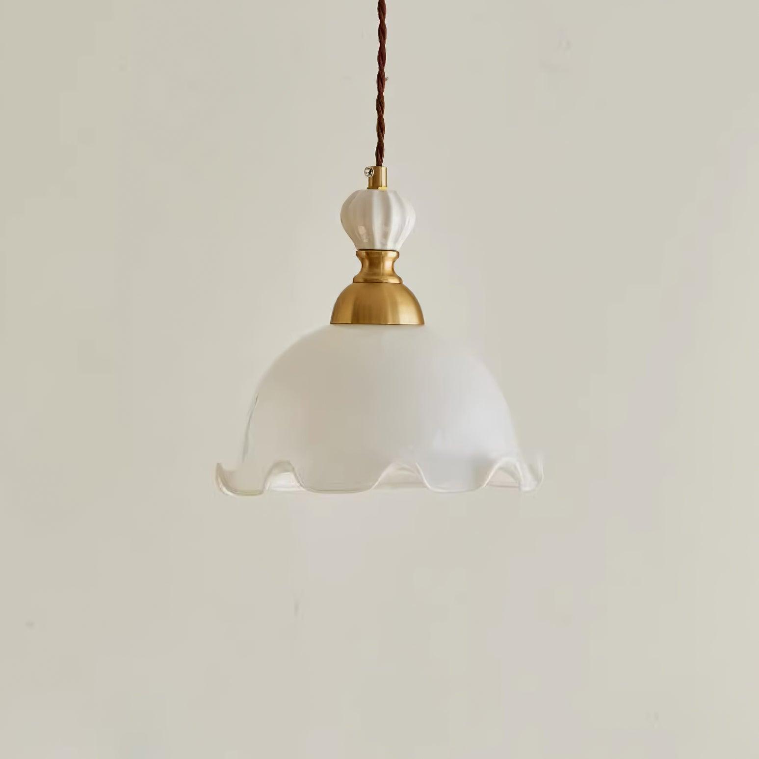 Pendant Lamp Wavy Edge Glass Shade Soft Glow Vintage Romantic - Letslighting